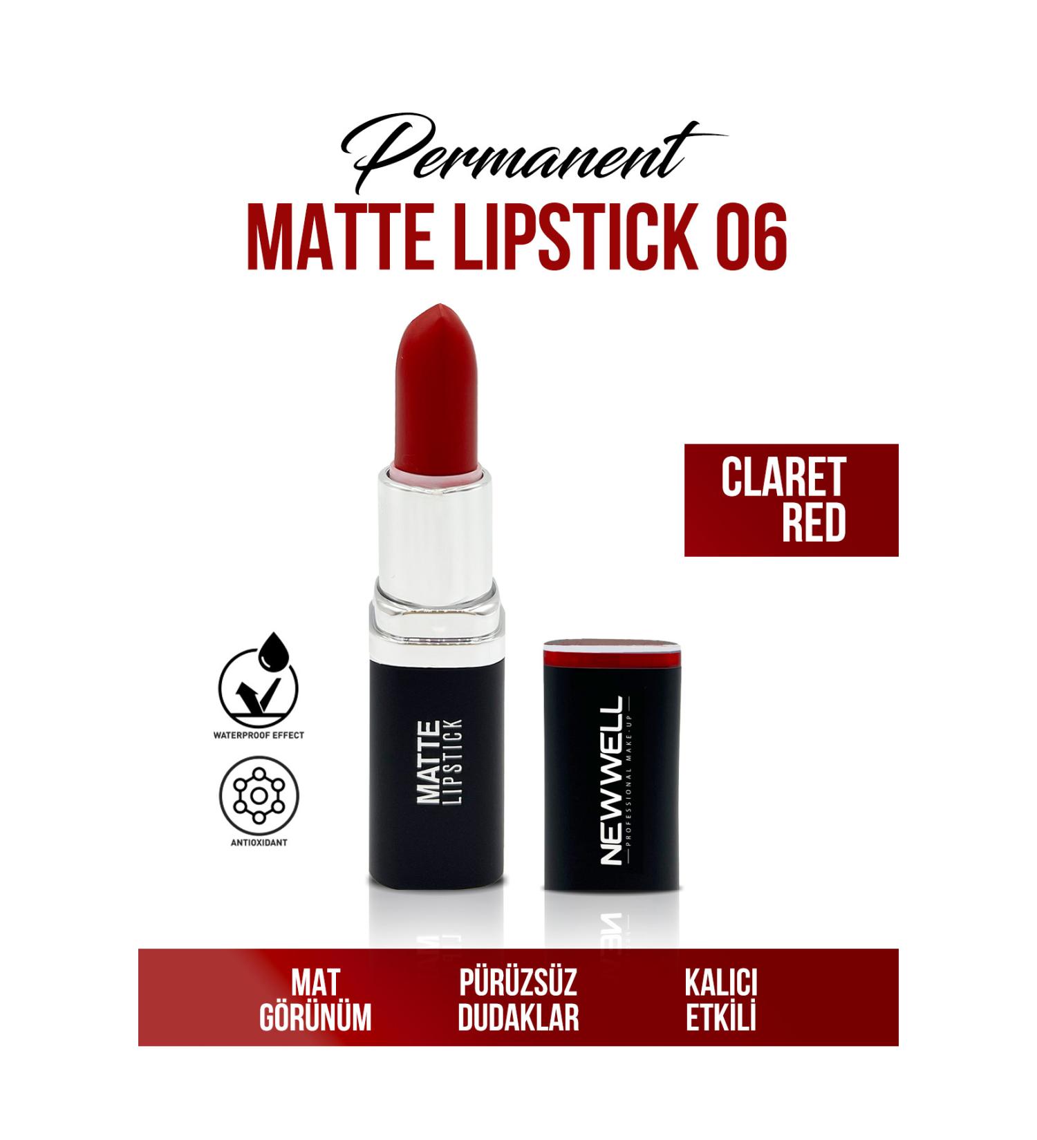 New Well Permanent Matte Lipstick 06 Claret Red Long Lasting - Buy Online on GoSupps.com