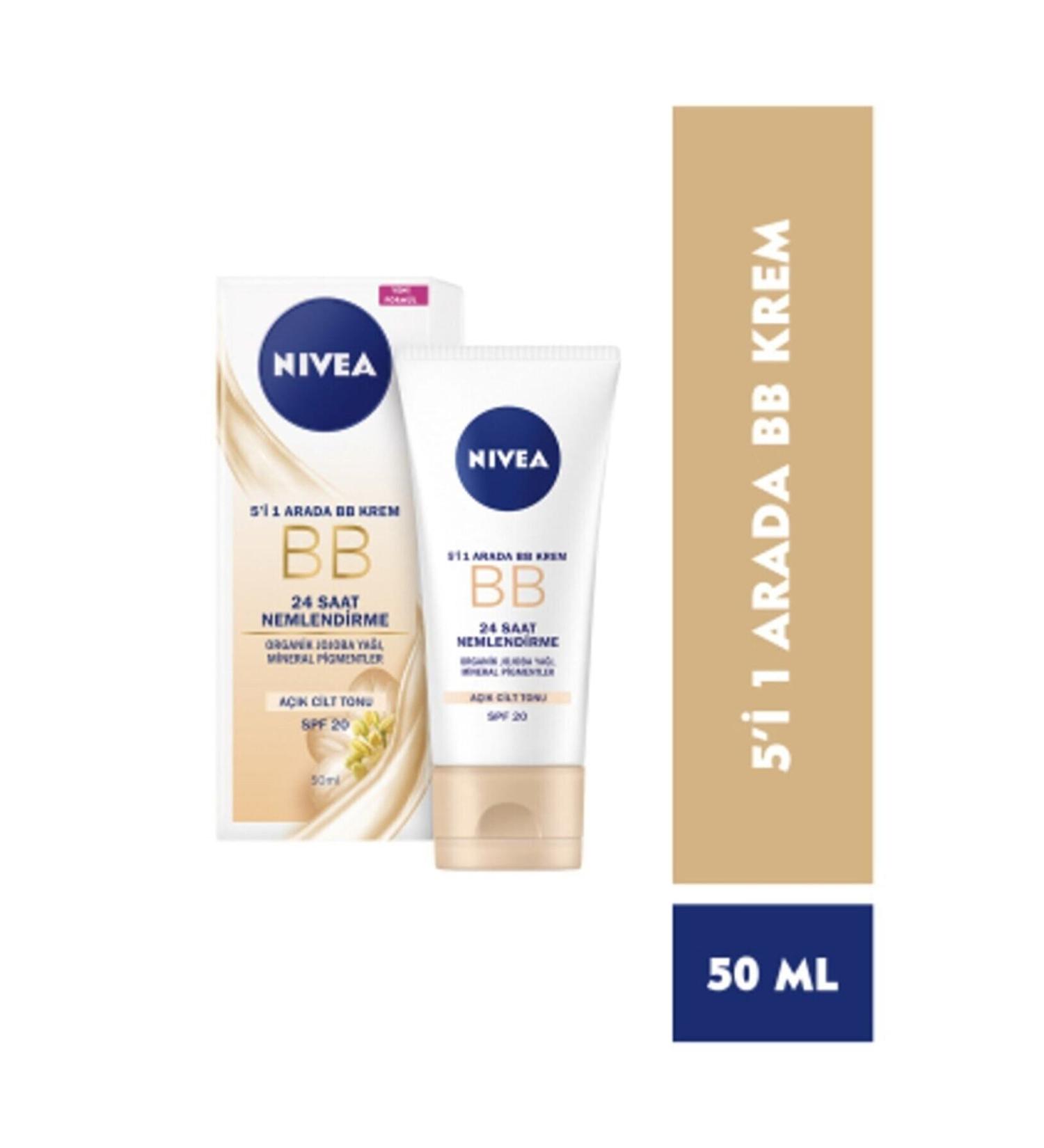 NIVEA BB Cream 24 Hour Moisturizing + Radiance Light Tone Super Day Face Care Cream 50 Ml