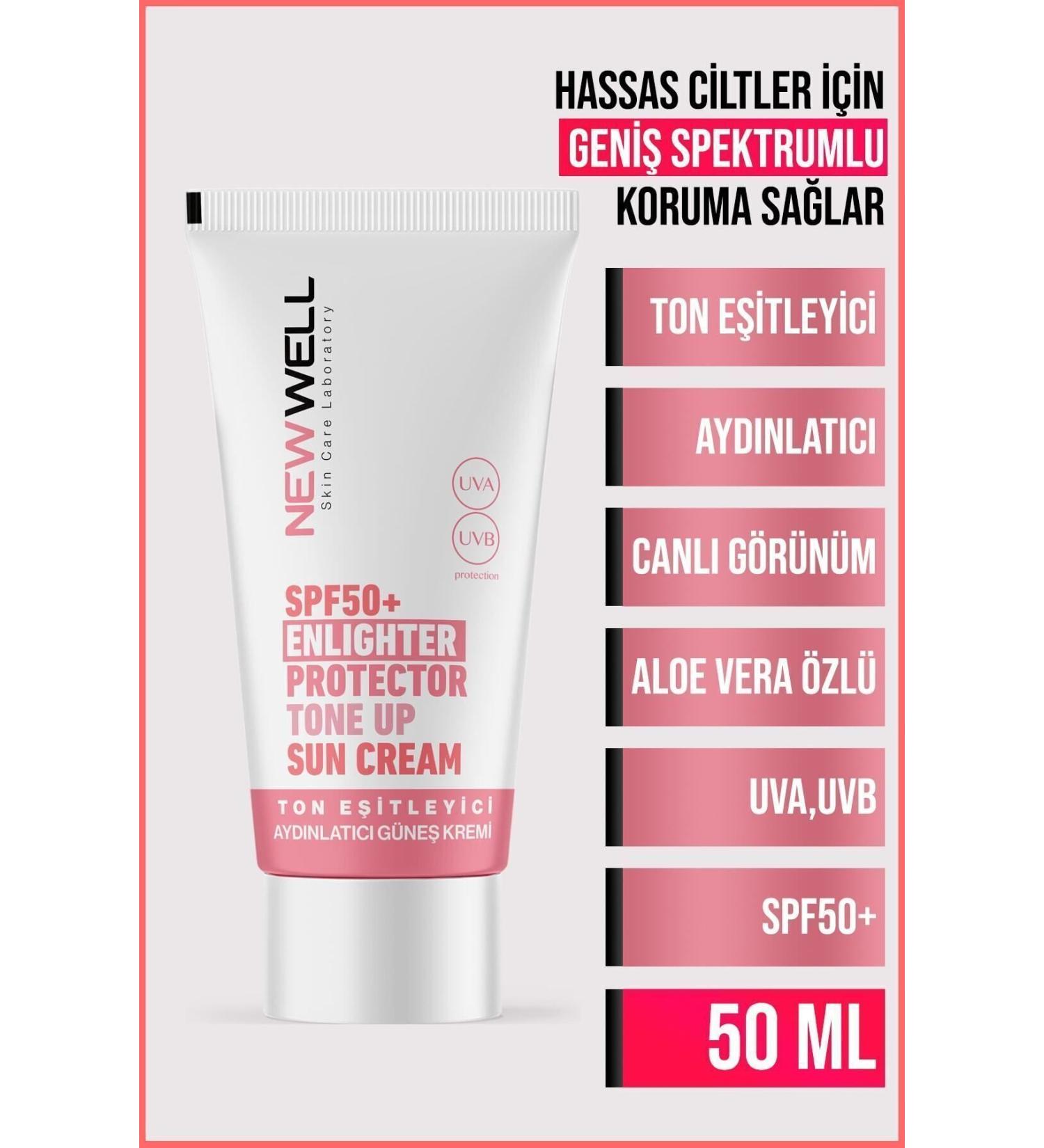 New Well Tone Equalizer High Protection Spf50+ Brightening Pink Face Sun Cream 50 Ml - Buy Online on GoSupps.com