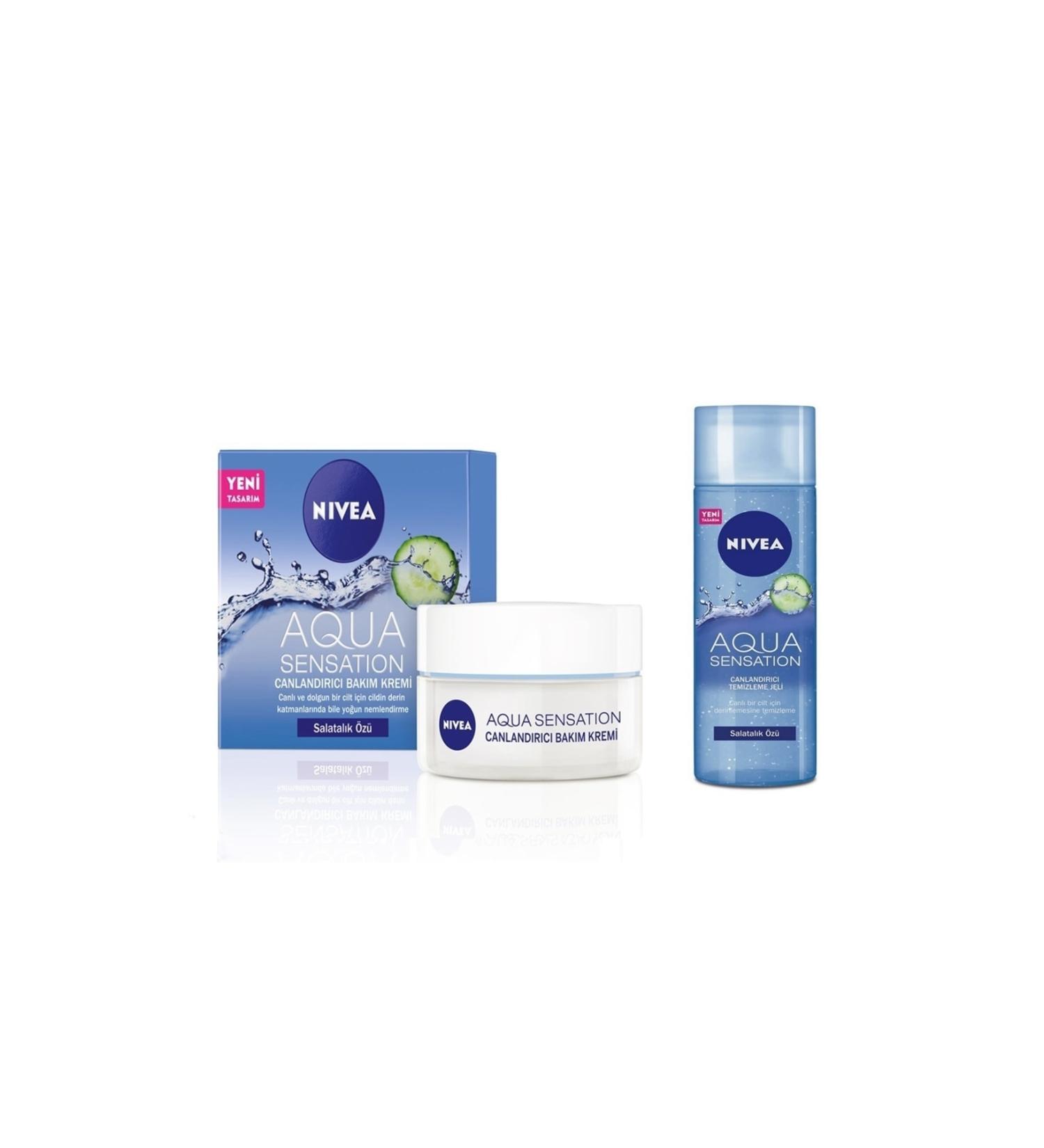 NIVEA Aqua Sensation Revitalizing Care Cream Cucumber Extract 50ml + Facial Cleansing Gel 200ml Set