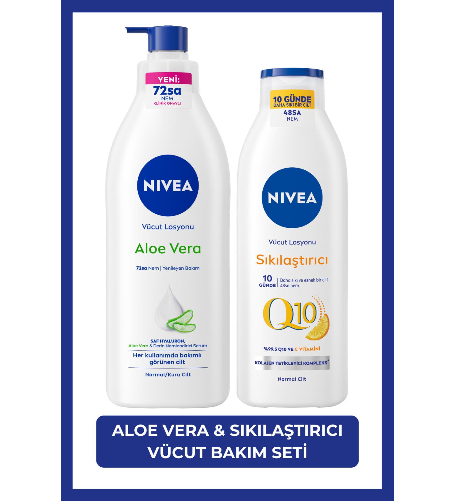 NIVEA Q10 Firming Vitamin C Body Lotion 250ml and Aloe Vera Serum Lotion 400mlBLK WW79