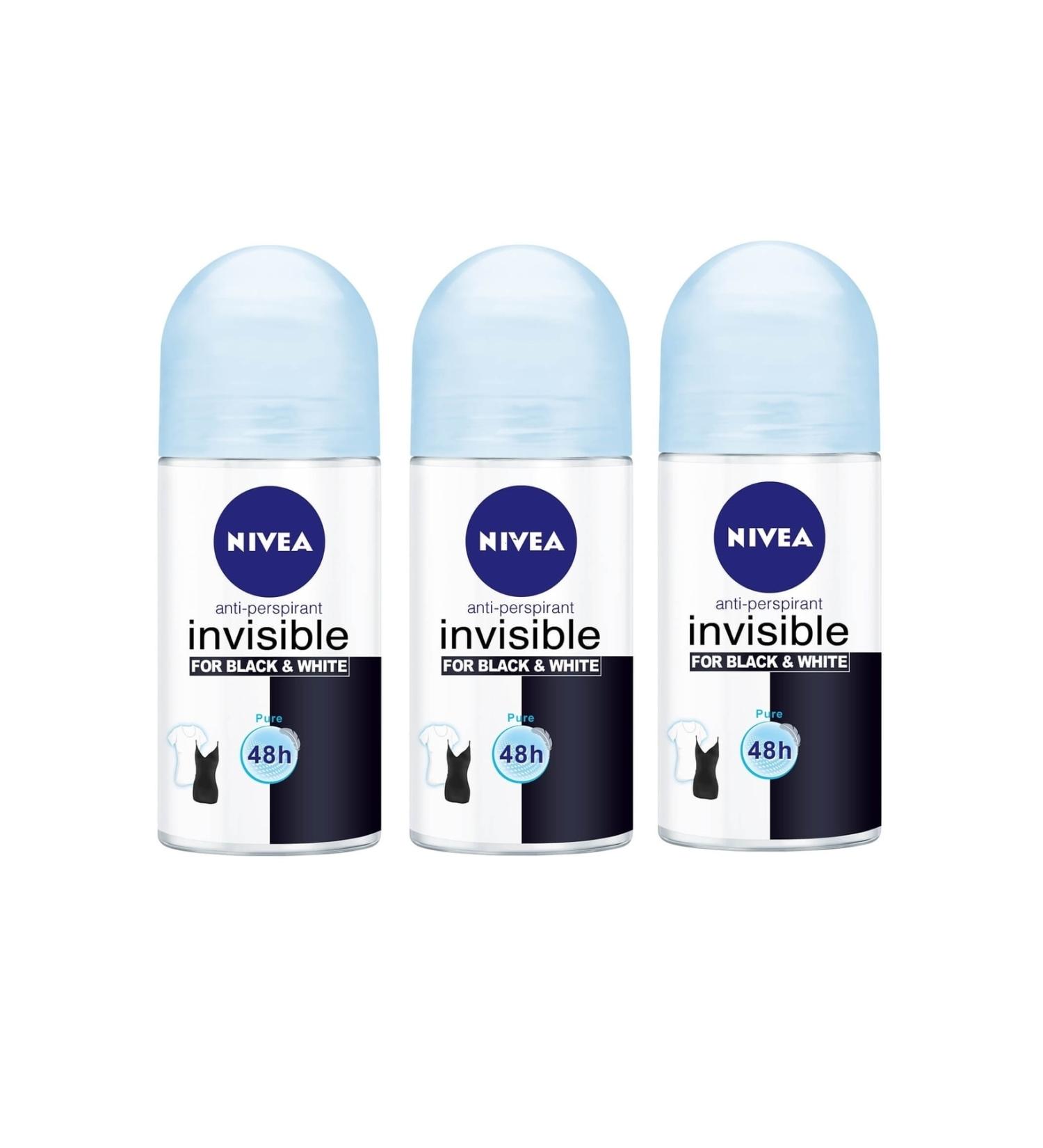 NIVEA Roolon 50 Ml Invesible Pure (Blue) (3 Pieces)