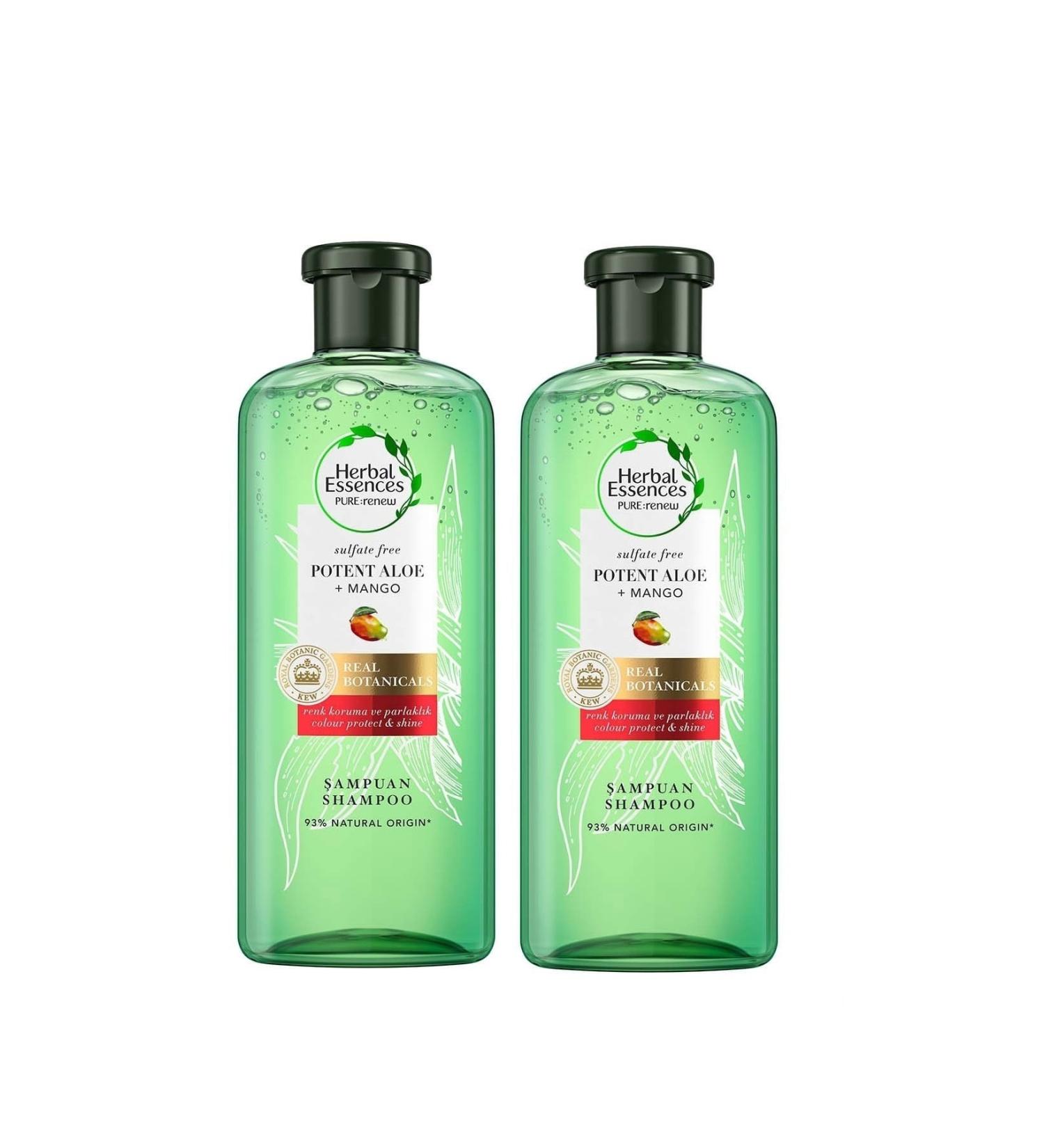 Herbal Essences Sulfate-Free Color Protection and Moisture Aloe Mango Shampoo 380 ml 2 Pieces