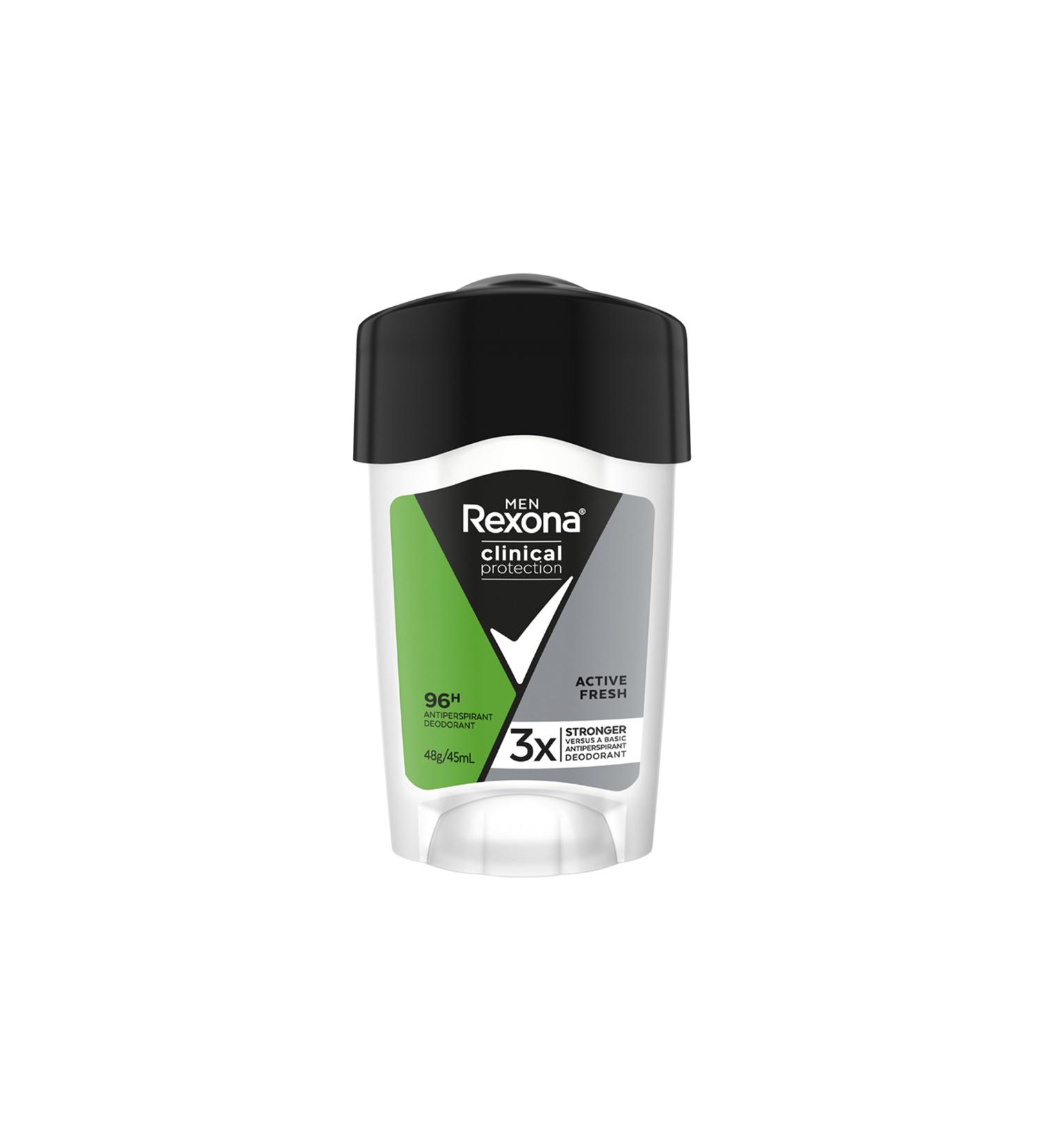 Rexona Men Clinical Protection Stick Deodorant Active Fresh Up to 96 Hours Protection 45 ml X2 Pieces - Buy Online on GoSupps.com