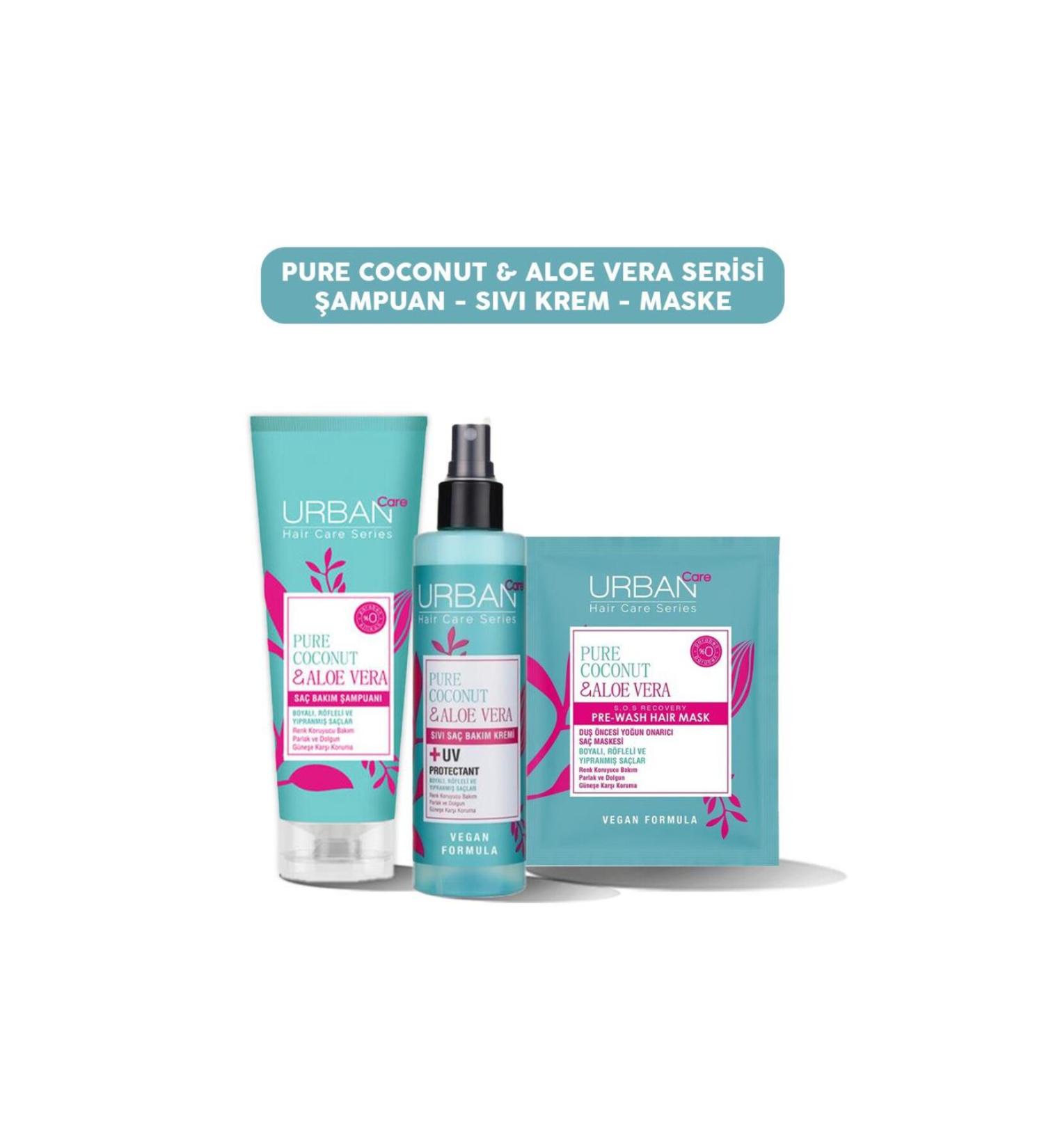 Urban Care Pure Coconut & Aloe Vera Shampoo Liquid Care Cream and Mask
