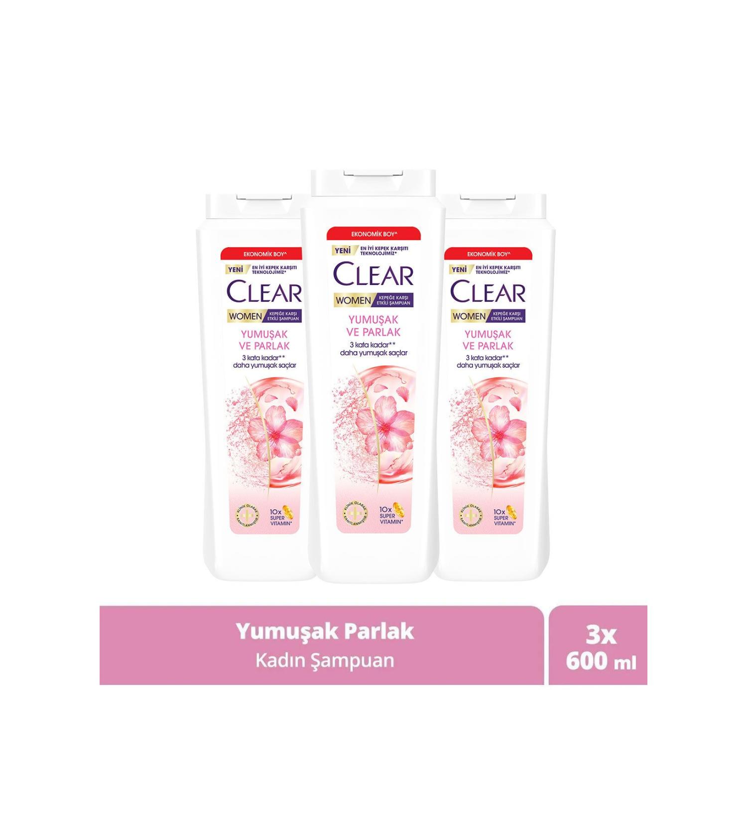 Clear Anti-Dandruff Impressive Nourishing Shampoo Soft Shiny Cherry Blossom Essence 600 ml X3 - Buy Online on GoSupps.com