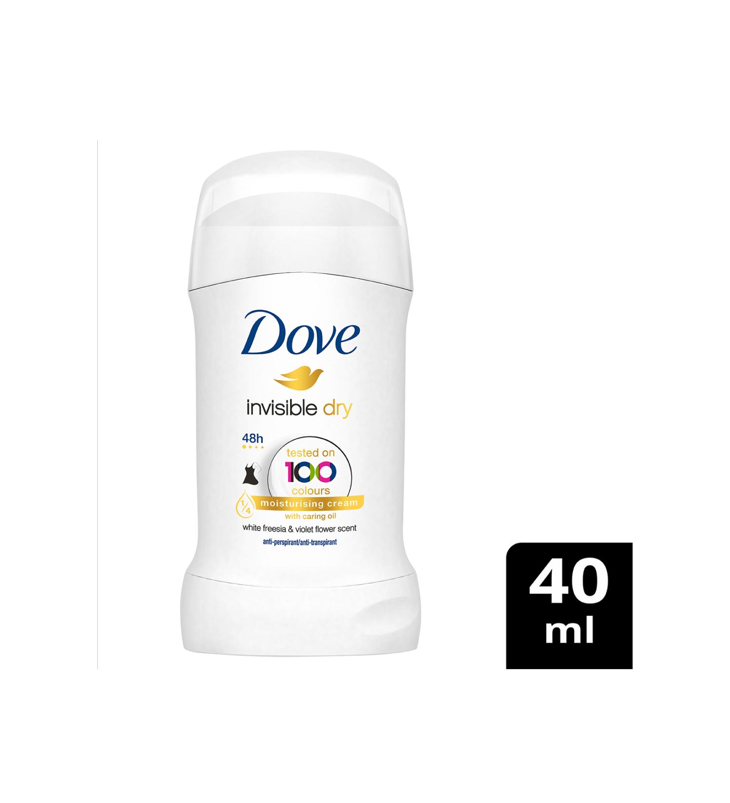 Dove Women's Stick Deodorant Invisible Dry 1/4 Moisturizing Cream Effective 40ml X1 Piece - Buy Online on GoSupps.com