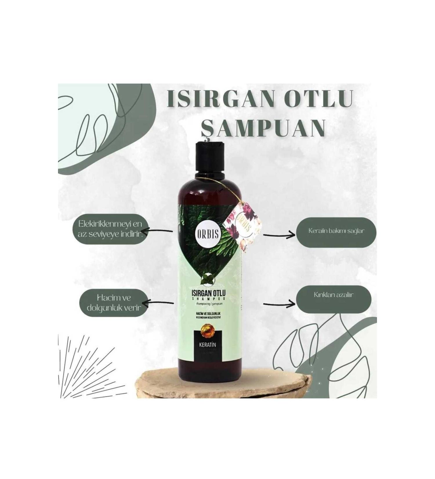 Orbis Nettle Shampoo 700 ML Shining Care Keratin Content Togin Brand Gift Bag