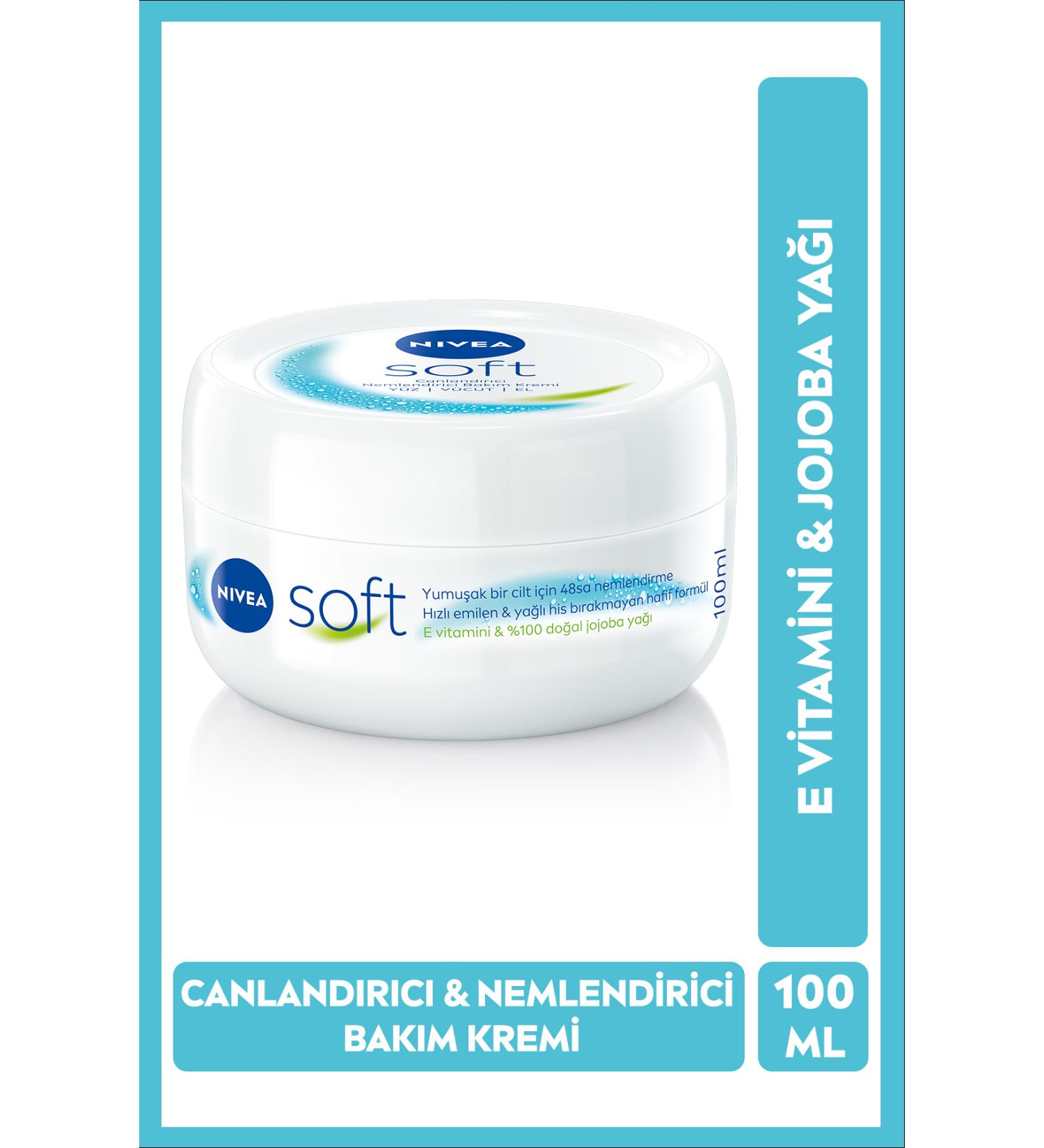 NIVEA Soft Moisturizing Care Cream 100ml Jojoba Oil Vitamin E Face Body Hand Soft Skin Feeling - Buy Online on GoSupps.com