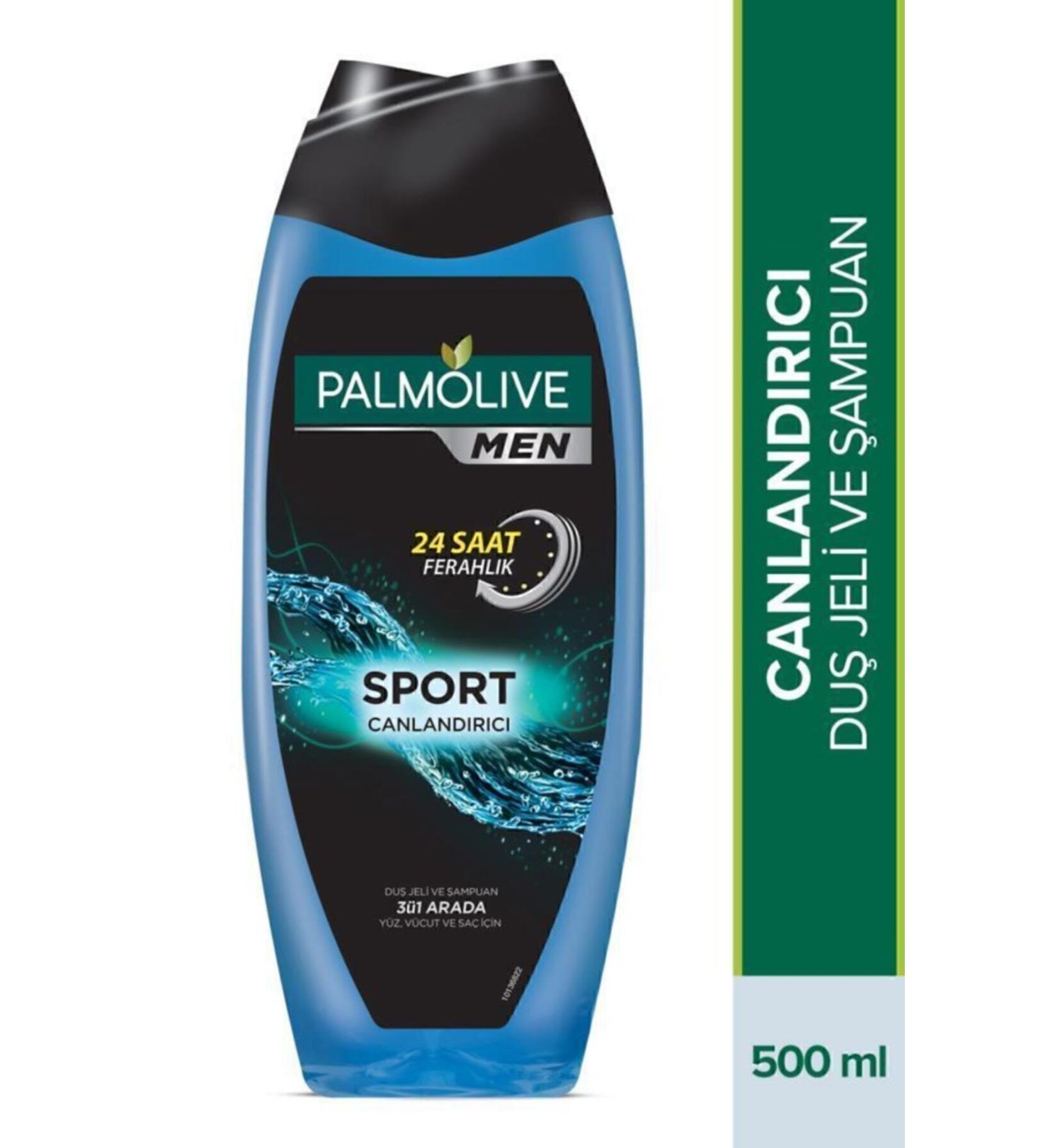 Palmolive Men Sport 3 in 1 Revitalizing Shower Gel and Shampoo for Face Body and Hair 500 ml