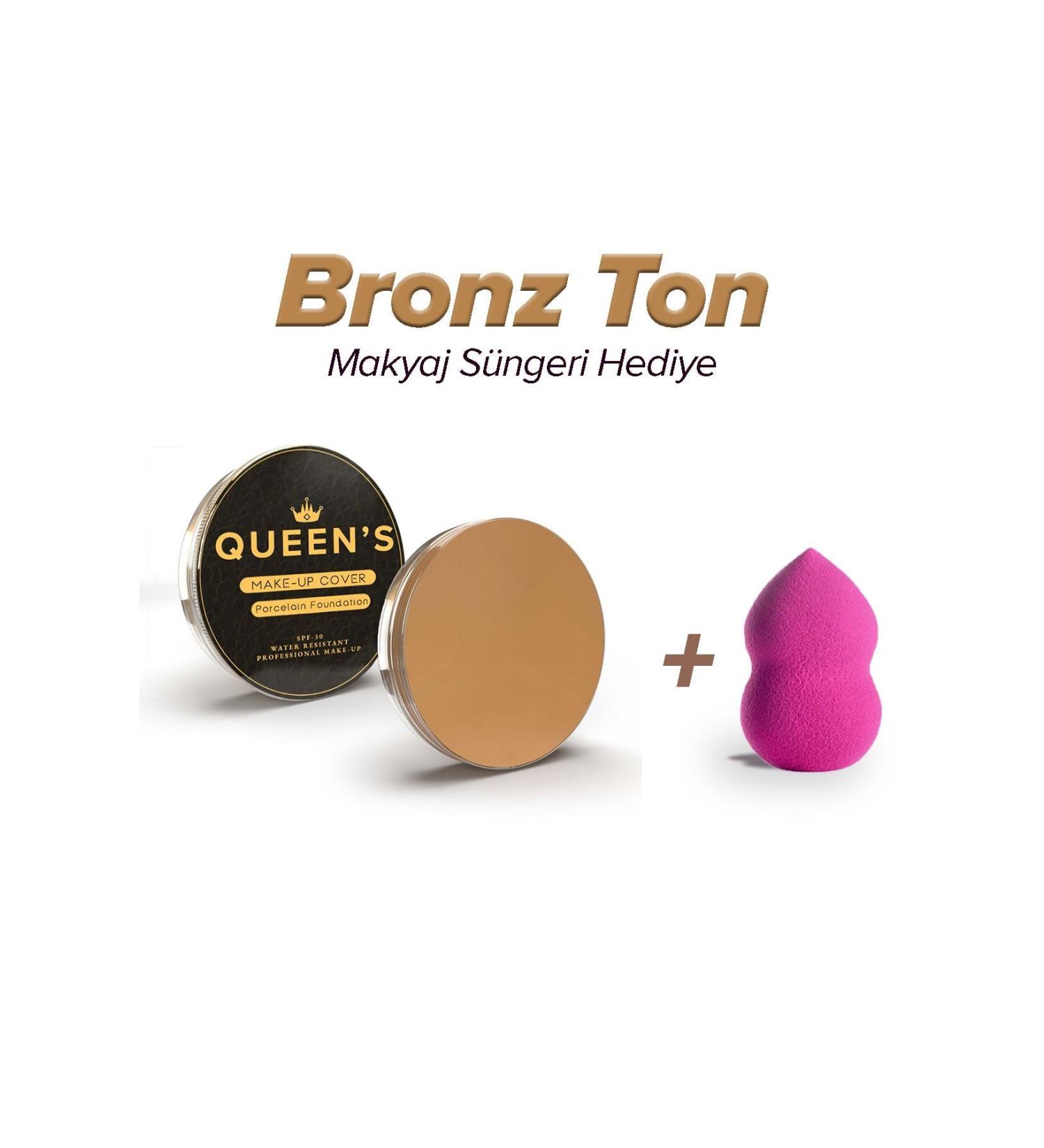 Queens Concealer Foundation Bronze Tone Make Up Cover (WITH PEAR SPONGE GIFT) - Buy Online on GoSupps.com