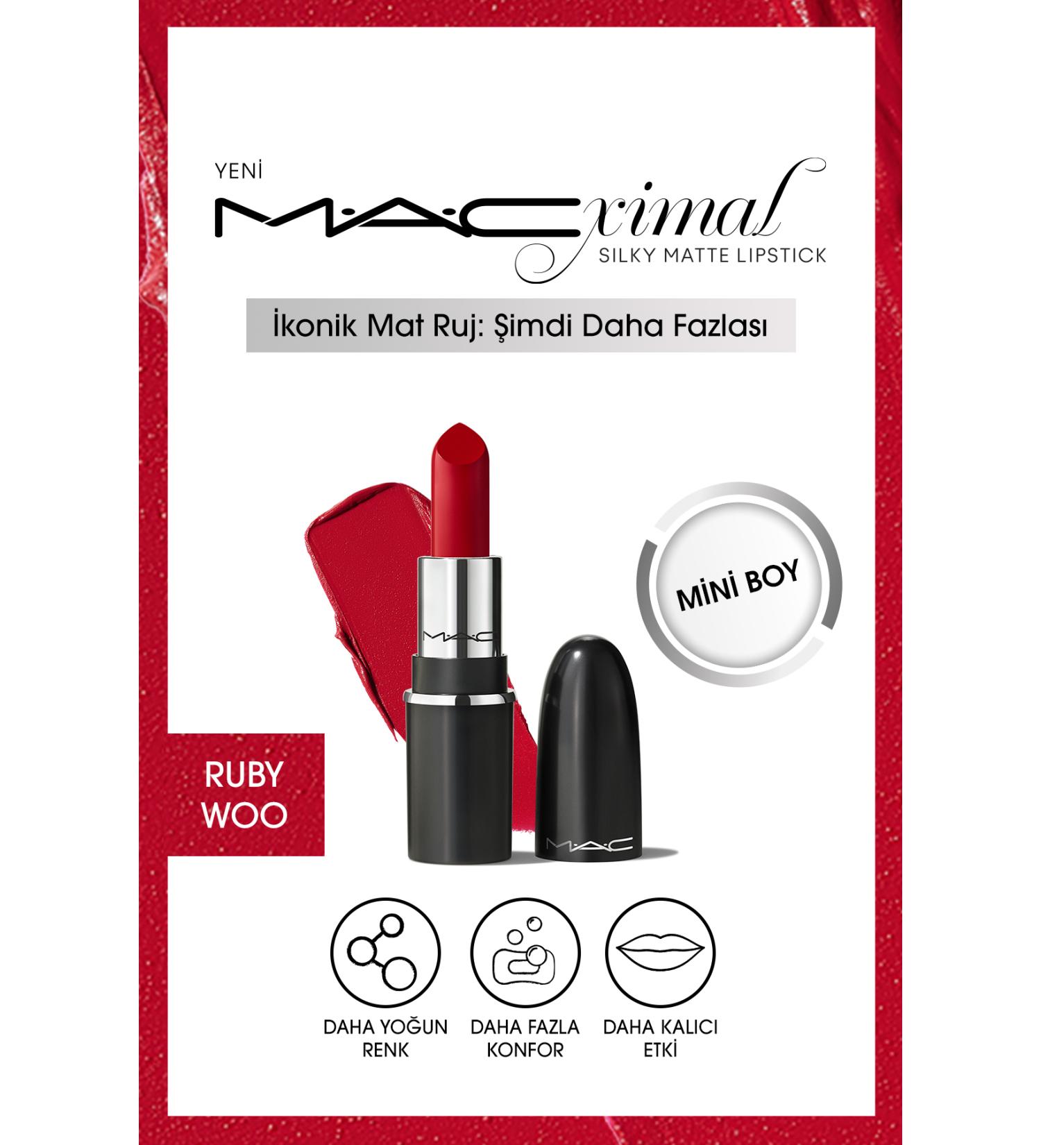 Mac Mini Matte Lipstick Providing More Care and Comfort with Silky Texture-RUBY WOO Passi.3263