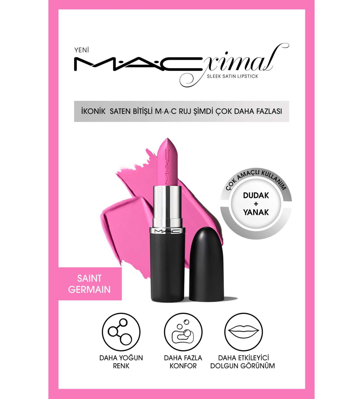 Mac Lipstick with a Nourishing Satin Finish That Gives an Impressively Plump Look - Saint Germain 3.5g