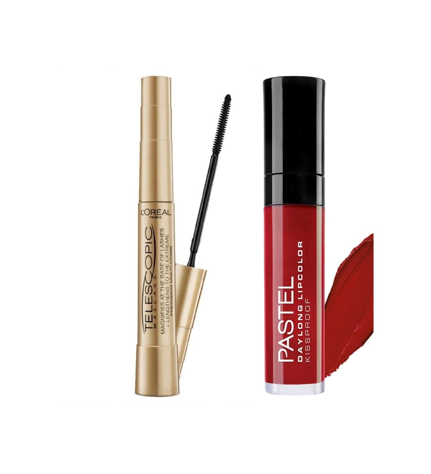 Pastel L'oreal Paris Telescopic Mascara Black + Daylong Matte Liquid Lipstick 09