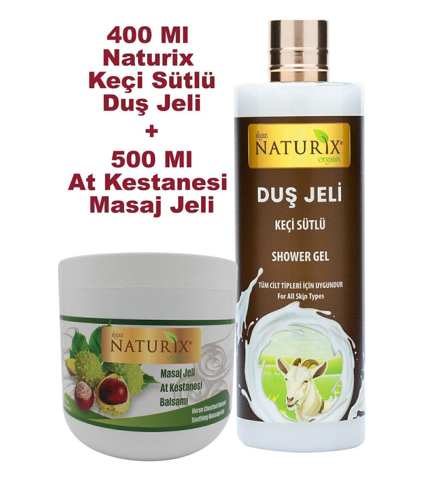 Naturix Horse Chestnut Massage Gel Relaxing 500ml Gel + Moisturizing Goat Milk Shower Gel 400ml - Buy Online on GoSupps.com