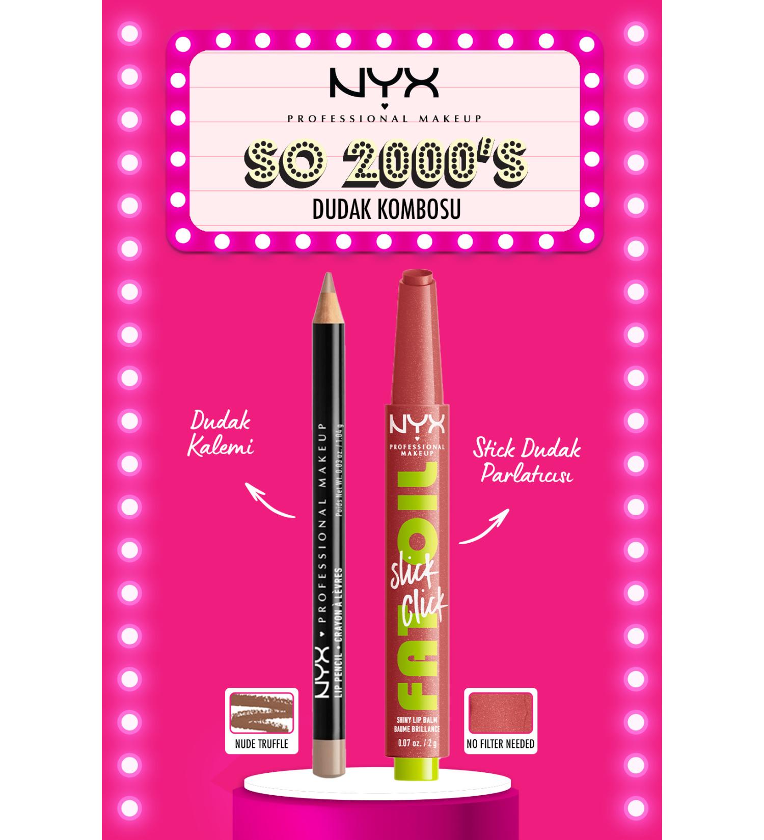 NYX Professional Makeup Slim Lip Pencil Nude Truffl Lip Pencil & Slick Click Shine Lip Balm 03 No Filter Needed - Buy Online on GoSupps.com