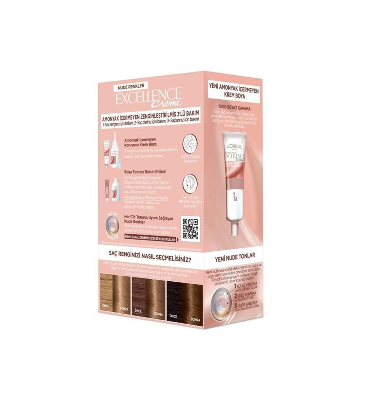 L'Oreal Paris Excellence Creme Nude Colors Hair Dye 6u Nude Dark Blonde - Buy Online on GoSupps.com