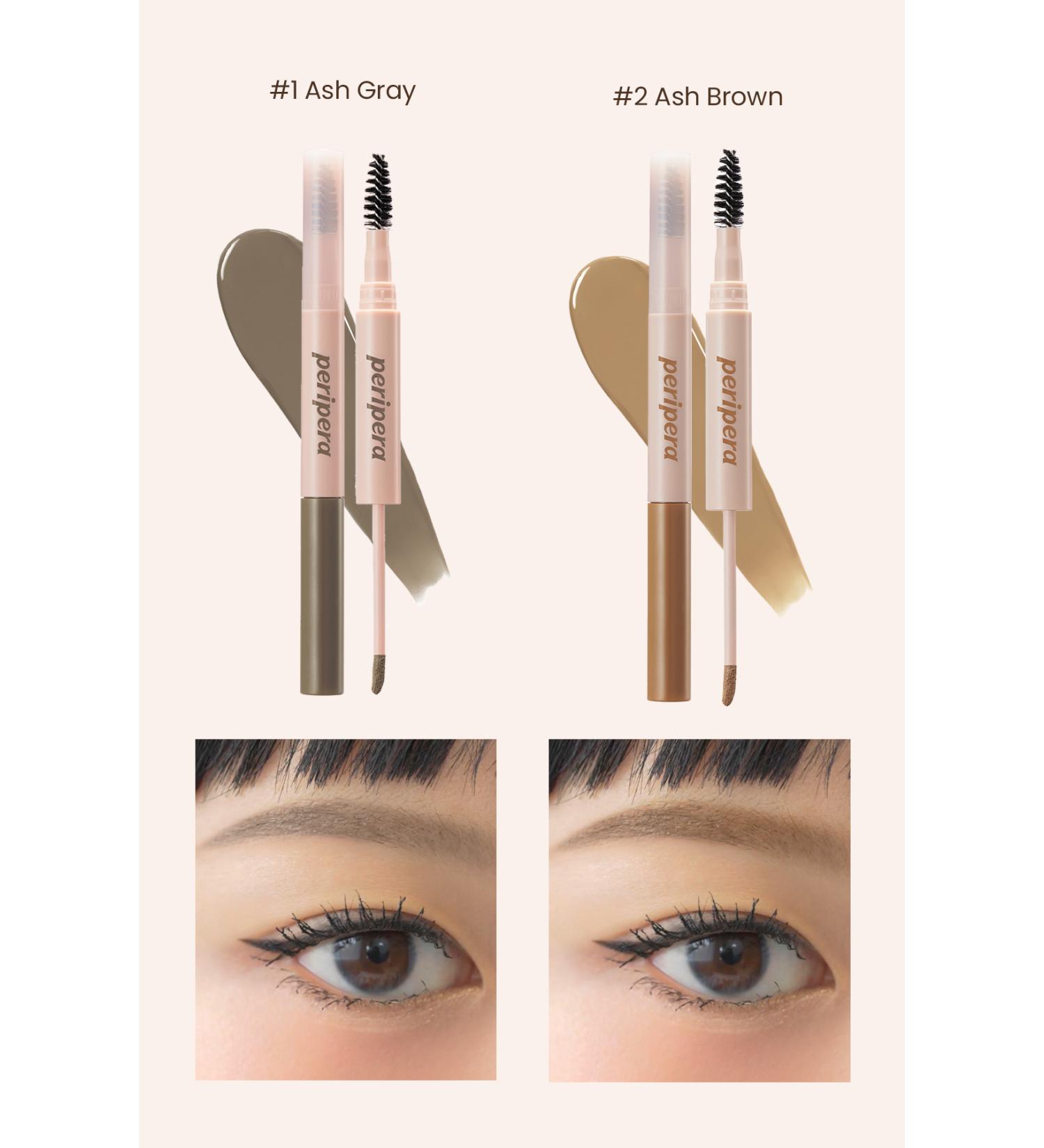 PERIPERA Long-Lasting Intensely Pigmented Eyebrow Gel Peripera Speedy Drawing Longwear Brow (01 Ash Gray) - Buy Online on GoSupps.com