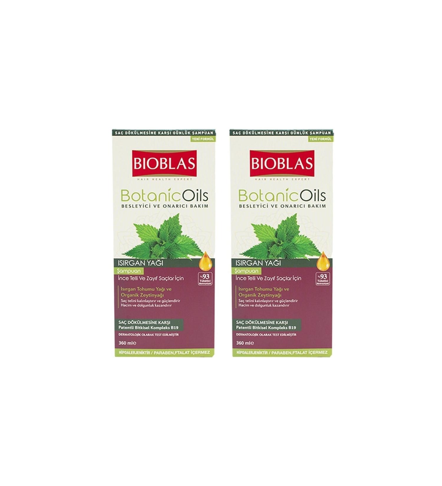 Bioblas Botanic Oils Shampoo Nettle Oil Shampoo for Fine & Weak Hair 360 Ml X 2 Pieces