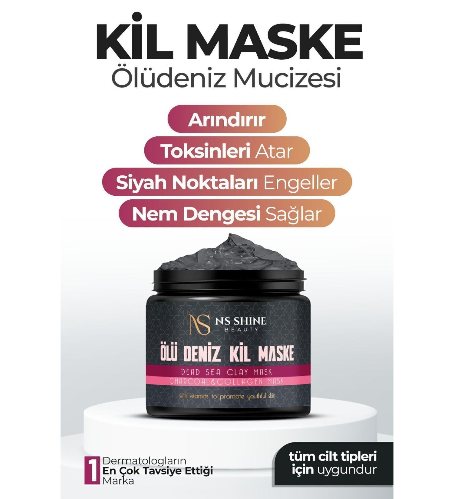NS SHINE BEAUTY Acne and Blackhead Stain Remover Collagen Dead Sea Clay Mask 150 gr - Buy Online on GoSupps.com