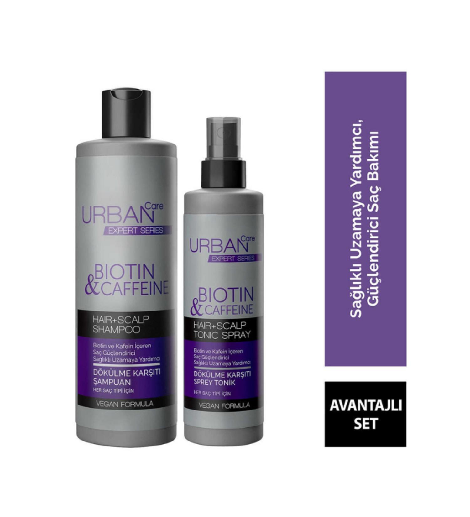 Urban Care Expert Biotin & Caffeine Anti-Hair Loss Shampoo 350 ml + Tonic 200 ml - Buy Online on GoSupps.com