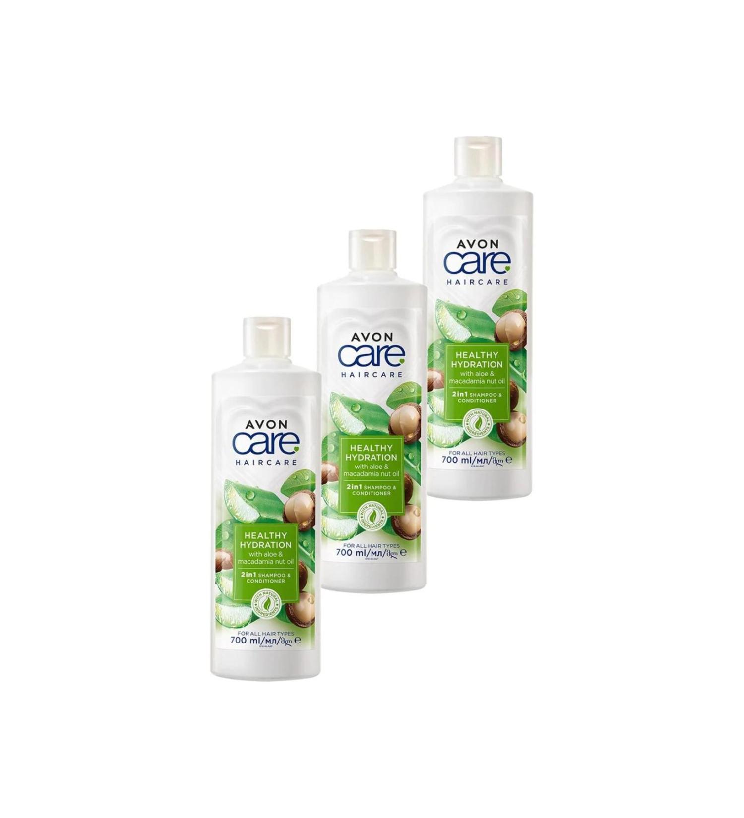 Avon Care Aloe Vera Macadamia Nut Oil Shampoo and Conditioner 700 Ml. Triple Set