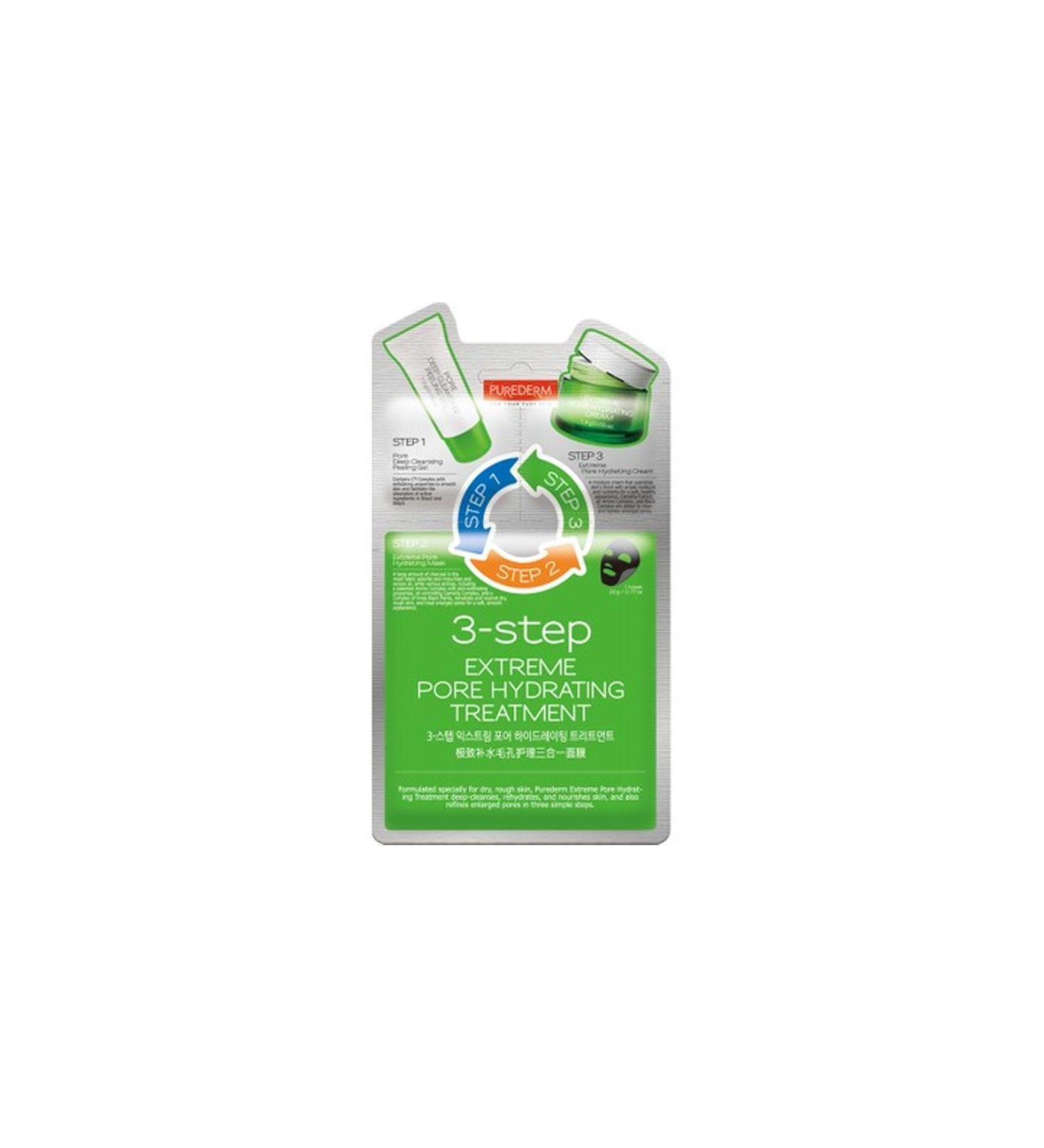 Purederm Intensive Pore Moisturizer 3-Step Care Set - 1. Peeling 2. Moisturizing Cream 3. Moisturize