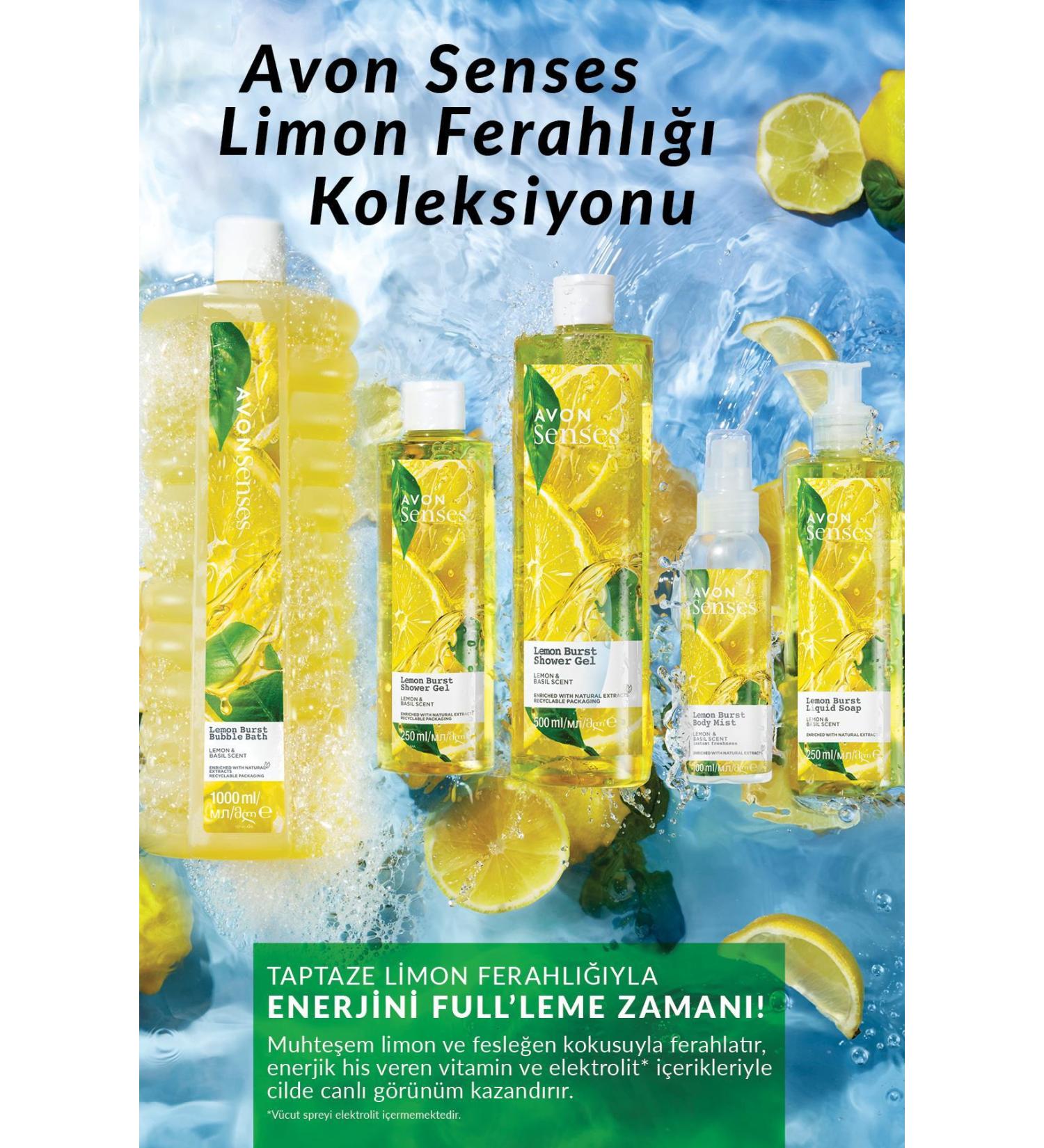Avon Senses Lemon Burst Lemon and Basil Scented Shower Gel 250 Ml.
