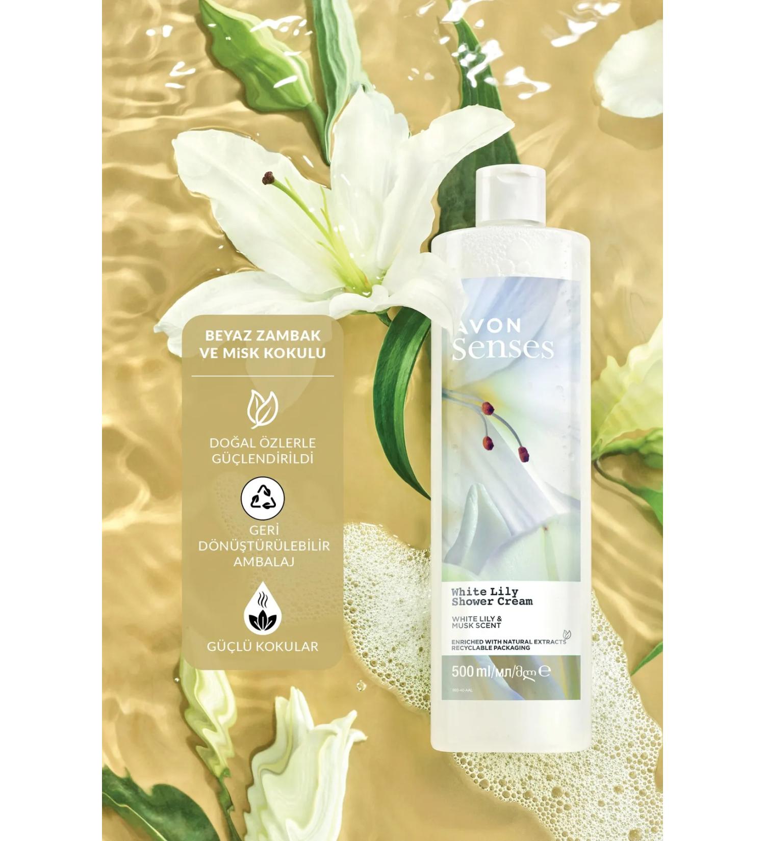 Avon Senses White Lily White Lily Scented Shower Gel 500 Ml. Triple Set