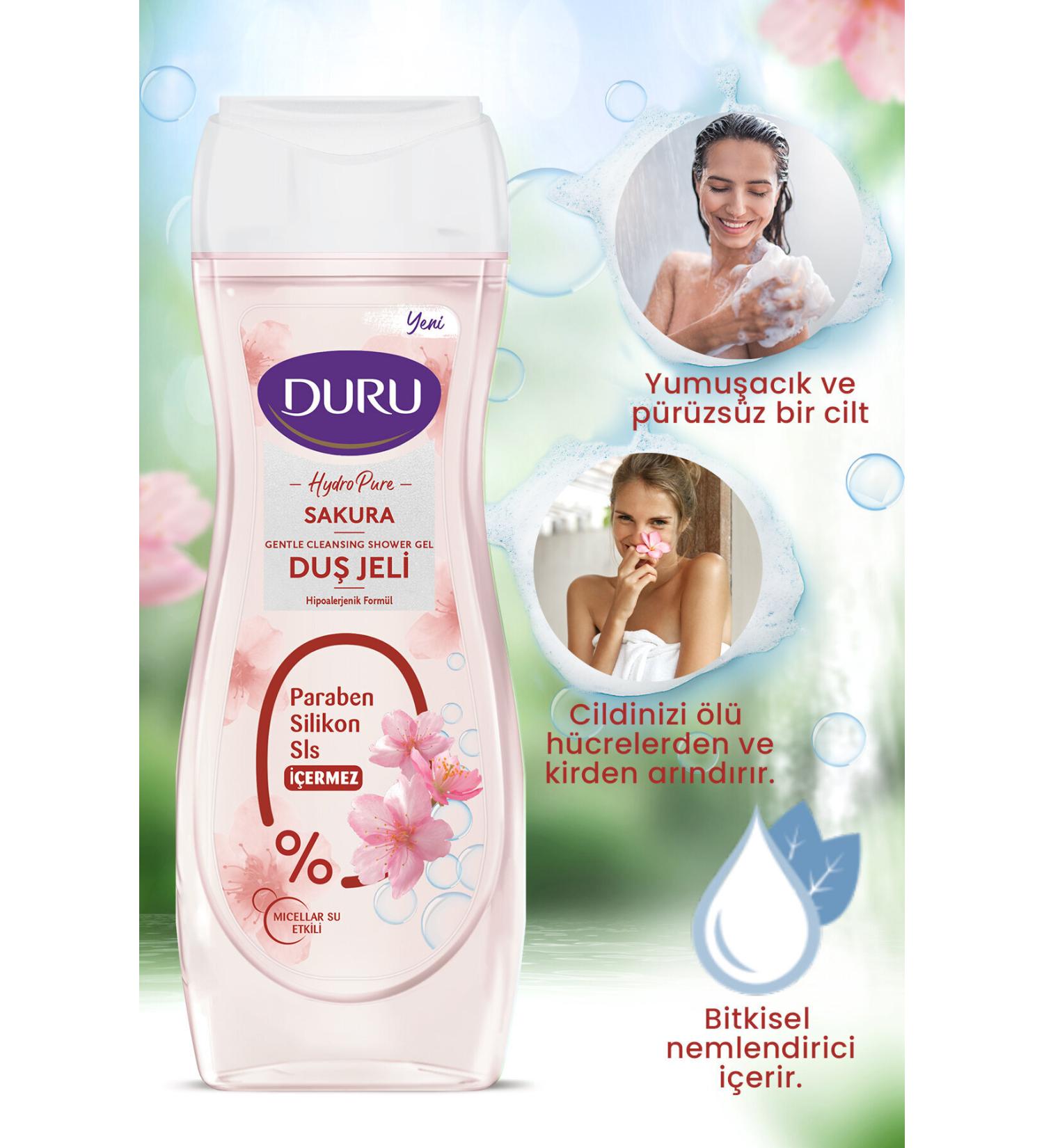 Duru Hydro Pure Sakura Shower Gel 3x450ml - Buy Online on GoSupps.com