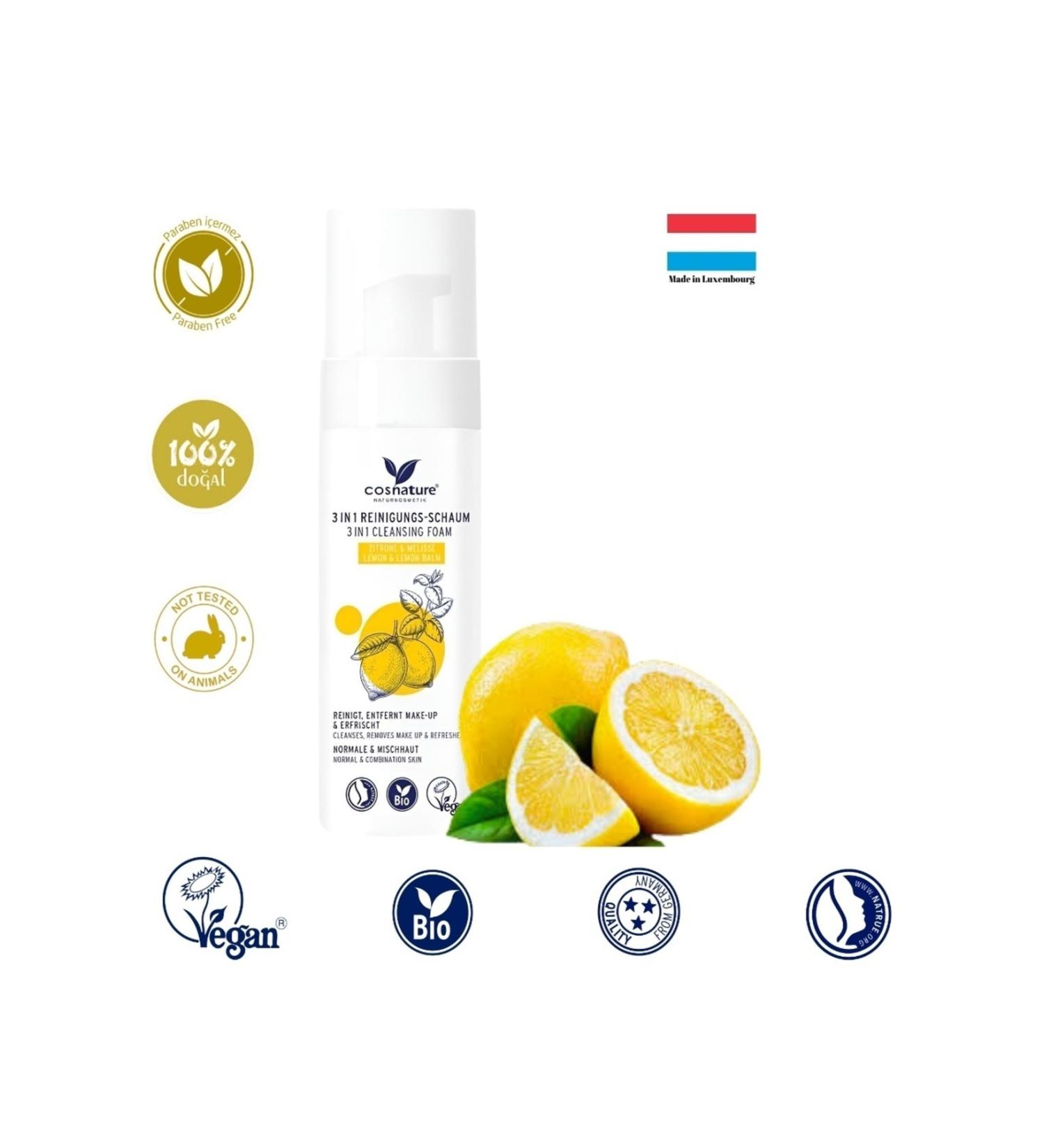 Cosnature Vegan Lemon and Melissa Extract Facial Cleansing Foam