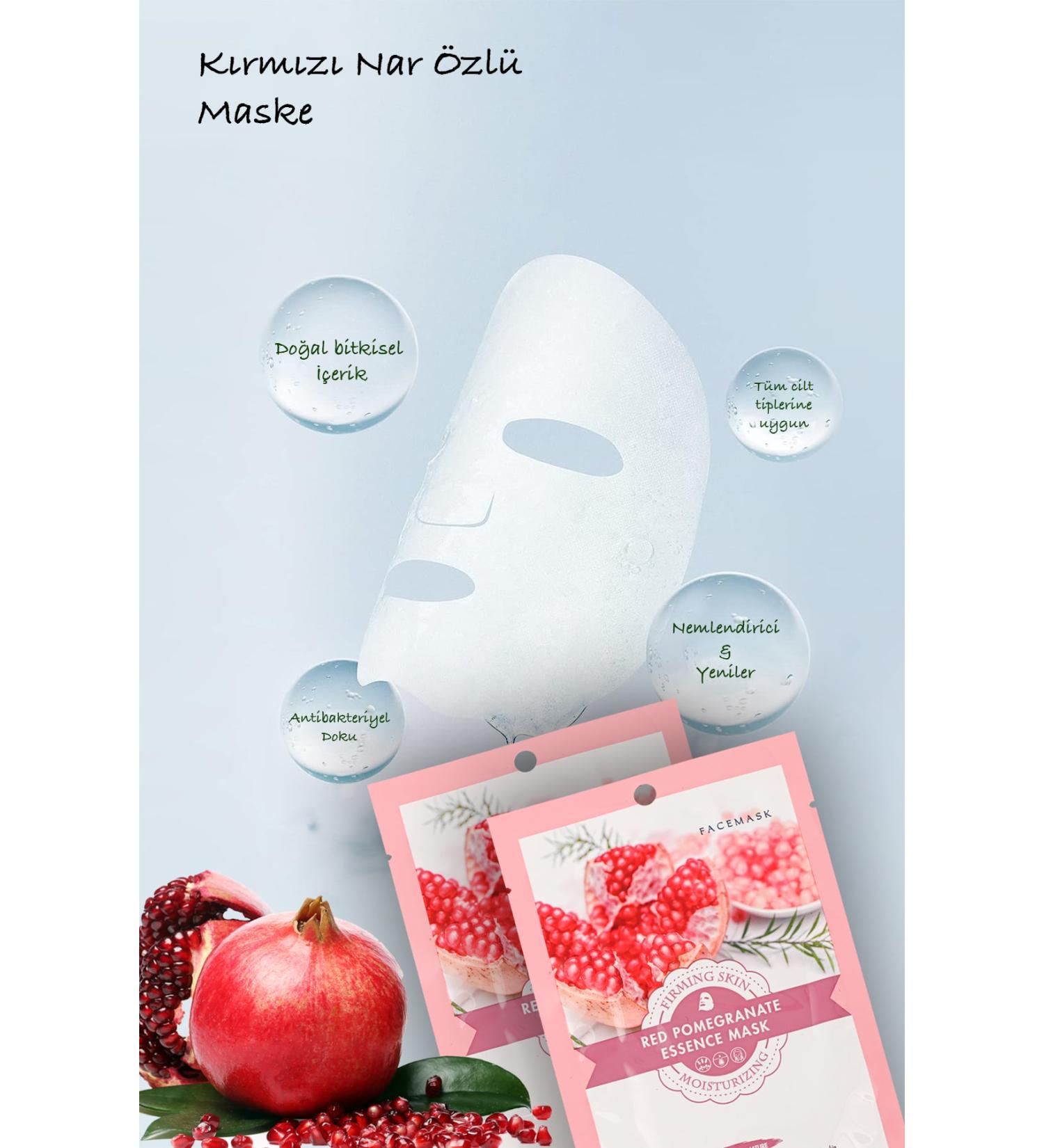 Dahaus 10 Pieces Red Pomegranate Face Mask High Moisture For Dry Skin XLM427