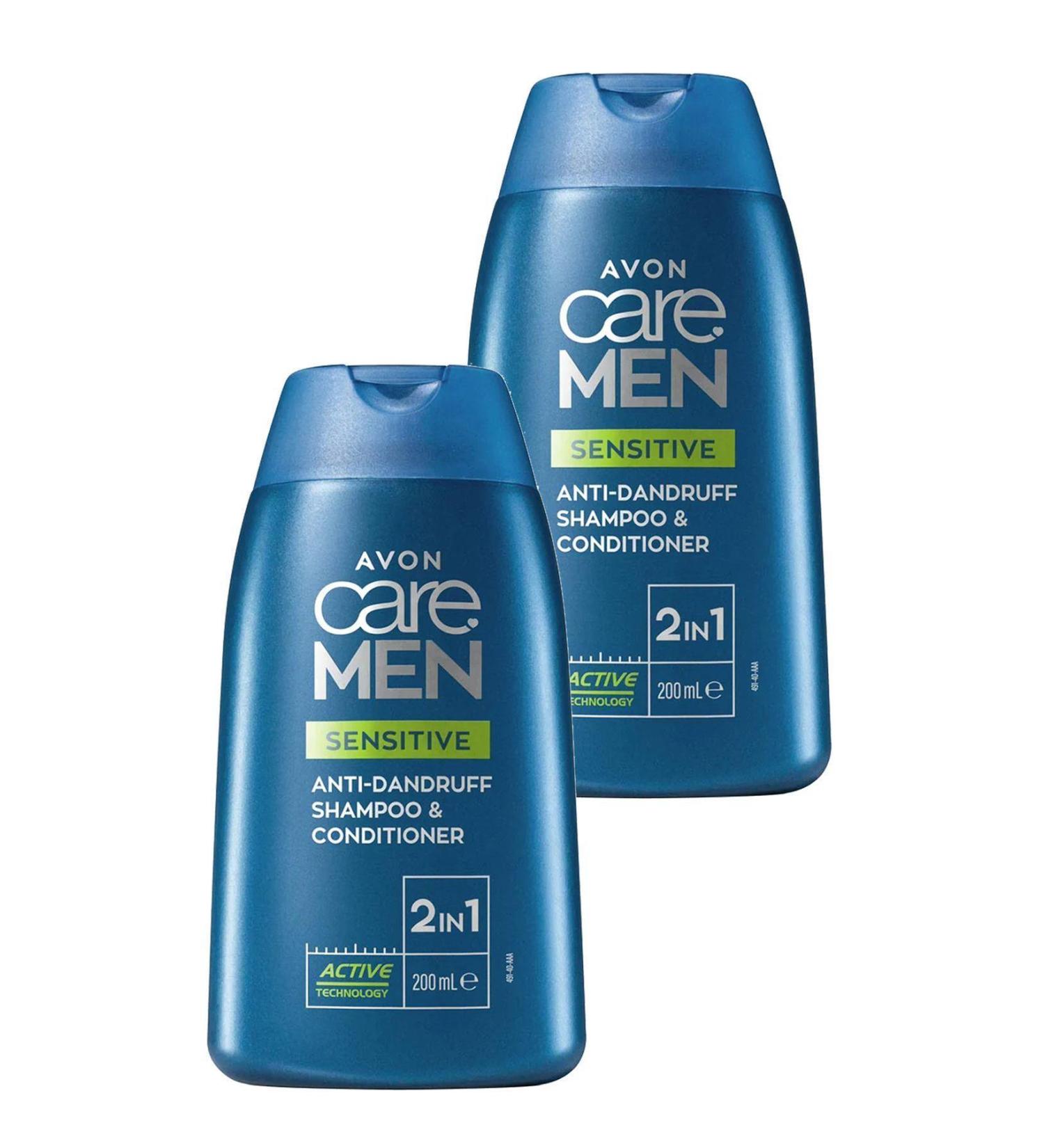Avon Care Men Sensitive 2 in 1 Anti-Dandruff Shampoo Conditioner 200ml 2 Lii Set