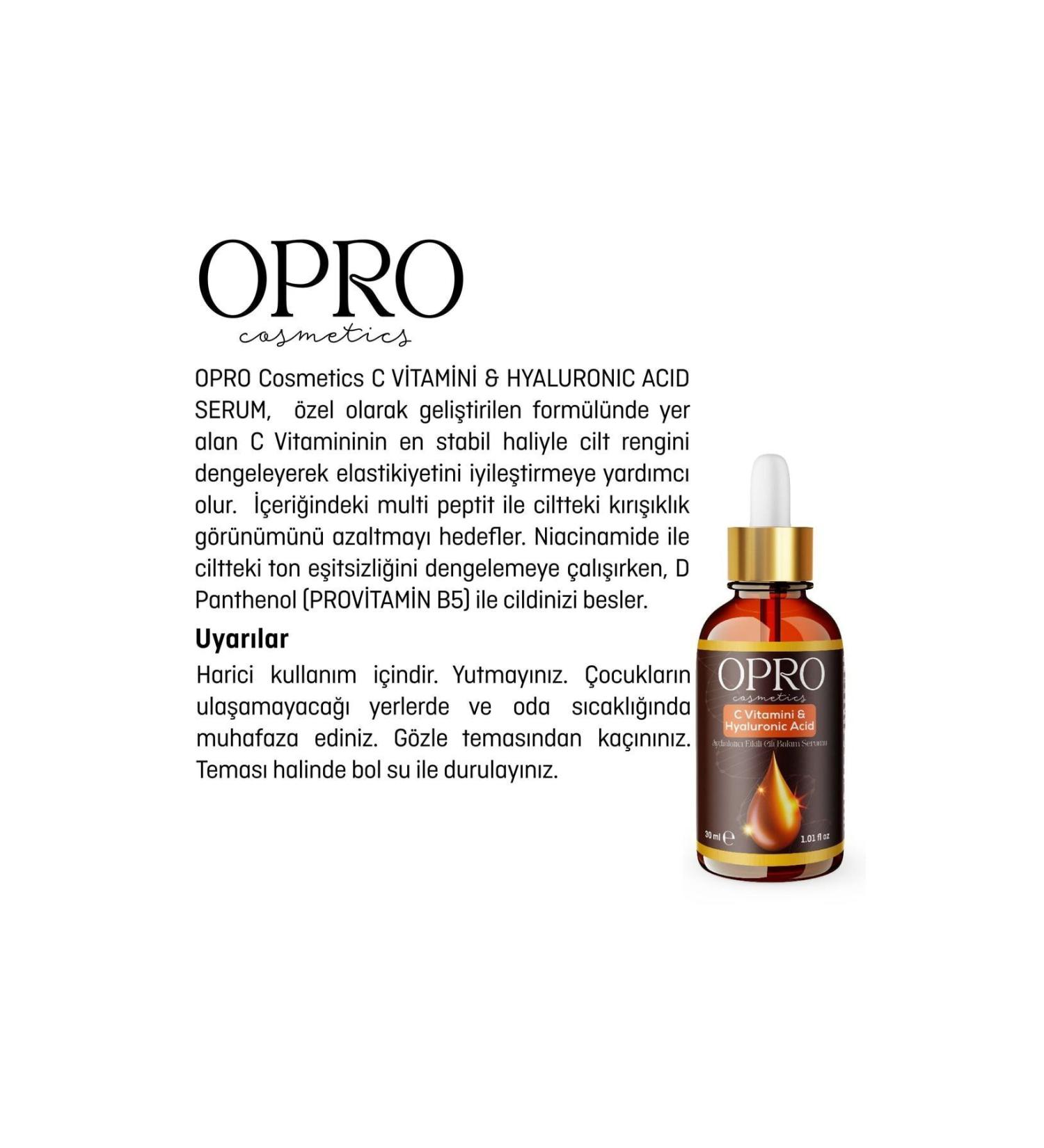 OPRO Cosmetics Vitamin C & Hyaluronic Acid Brightening Skin Care Serum 30 ml - Niacinamide - Buy Online on GoSupps.com