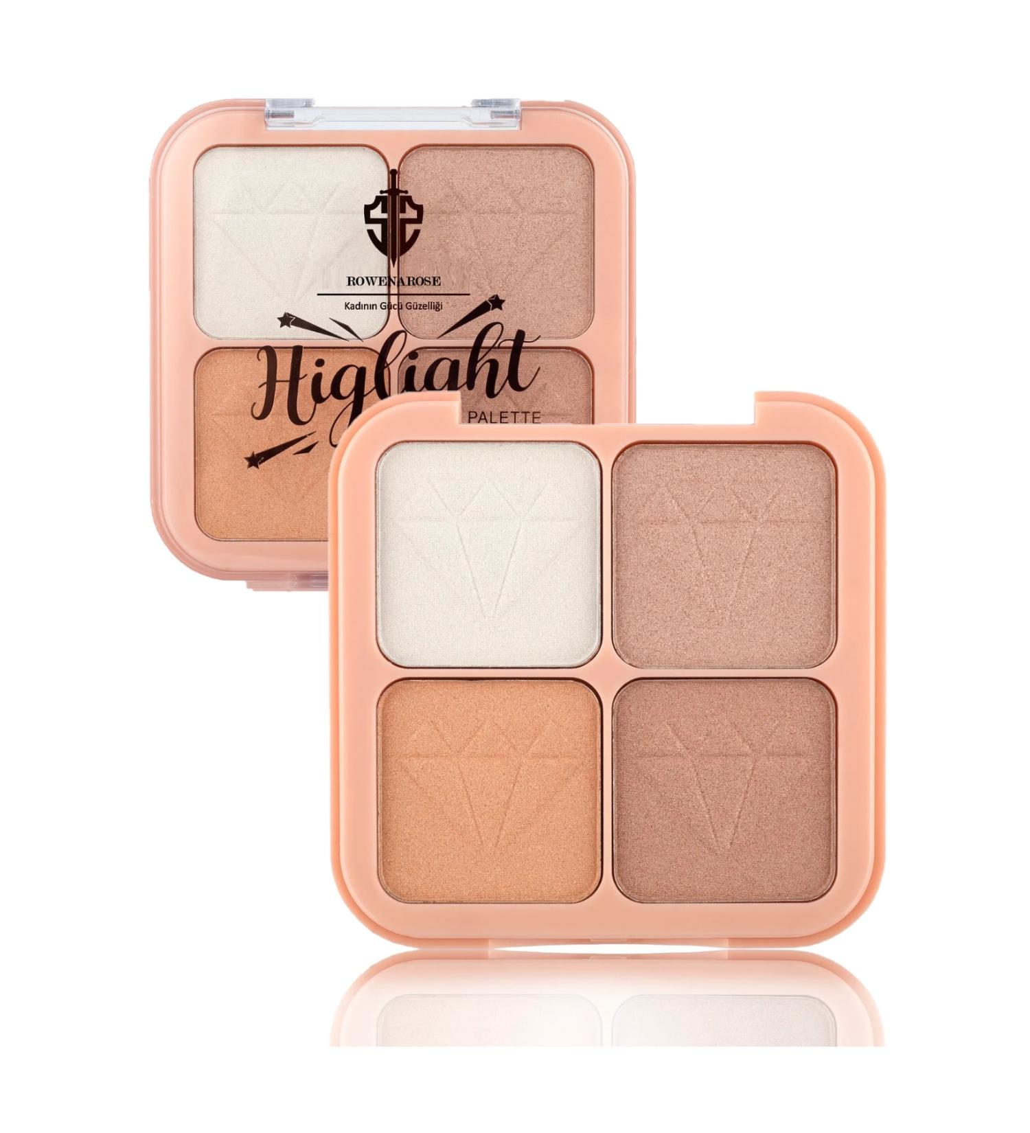 ROWENAROSE 4 Color Diamond Emblem Highlight Palette