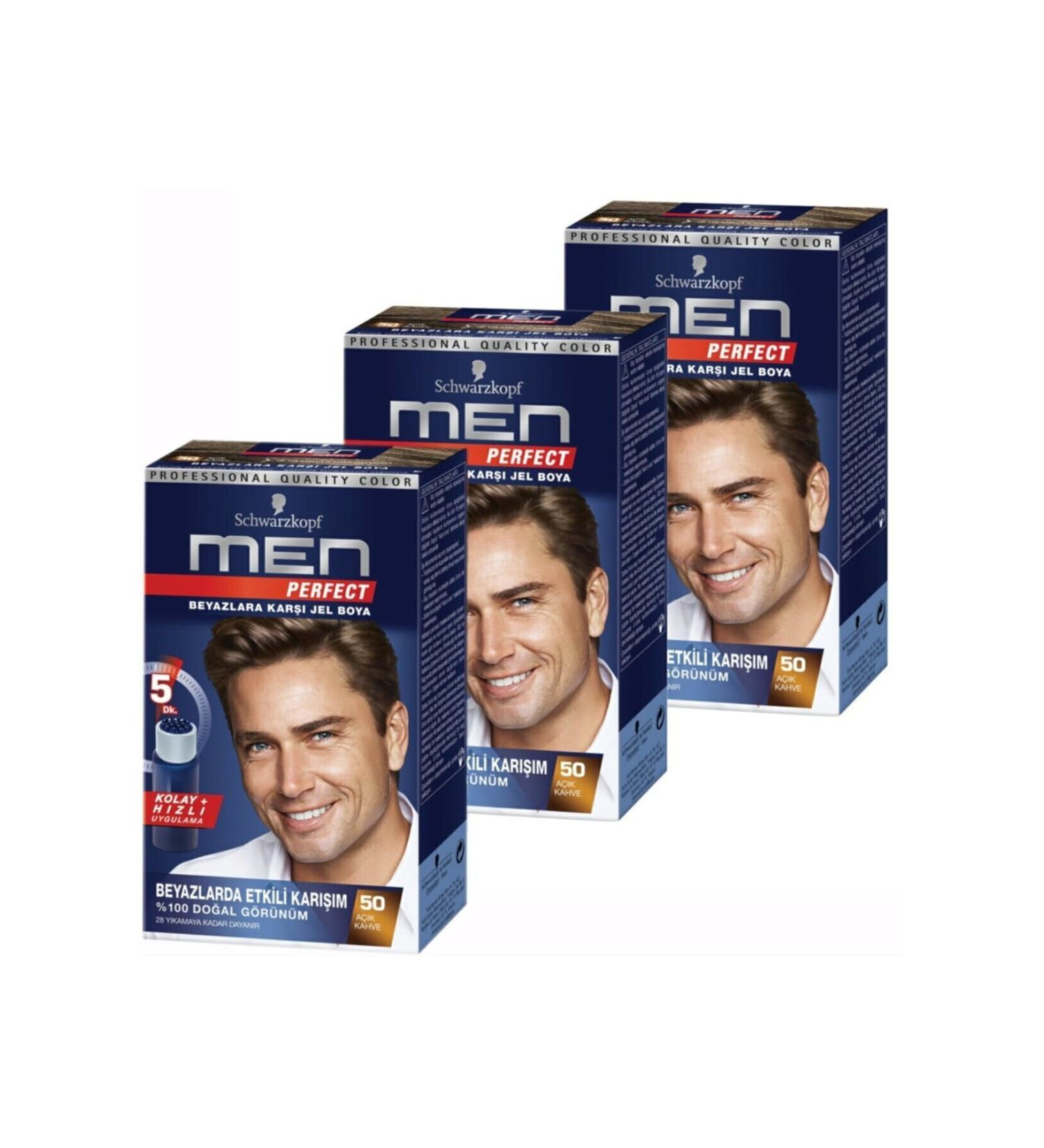 Schwarzkopf Men Perfect Against Whites 50 Light Brown 3 Pieces