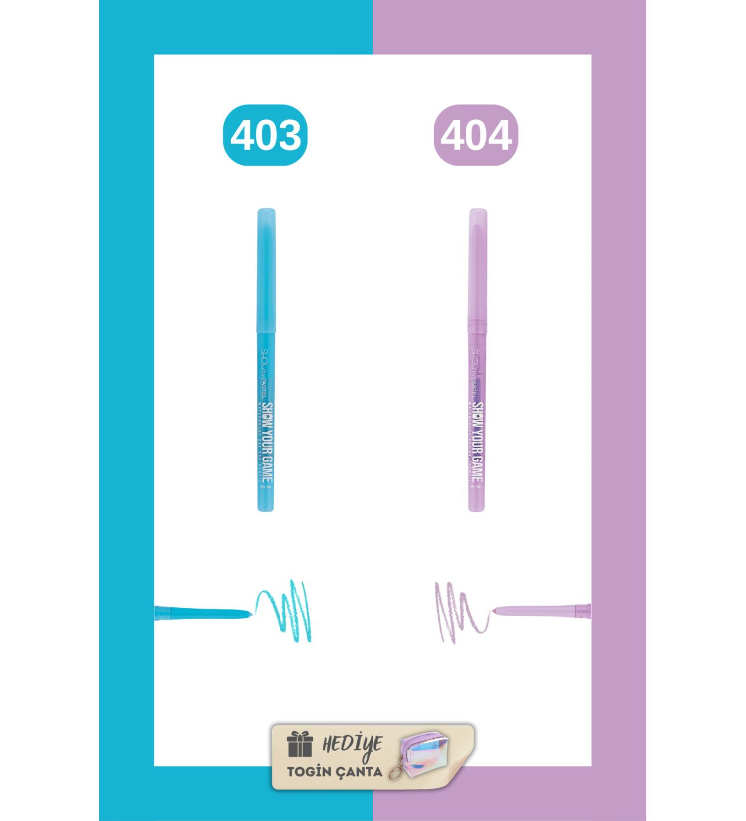 Show by Pastel Show Your Game Waterproof Gel Eye Pencil Set - Gel Eye Pencil 403 + 404 + Togin Bag Gift