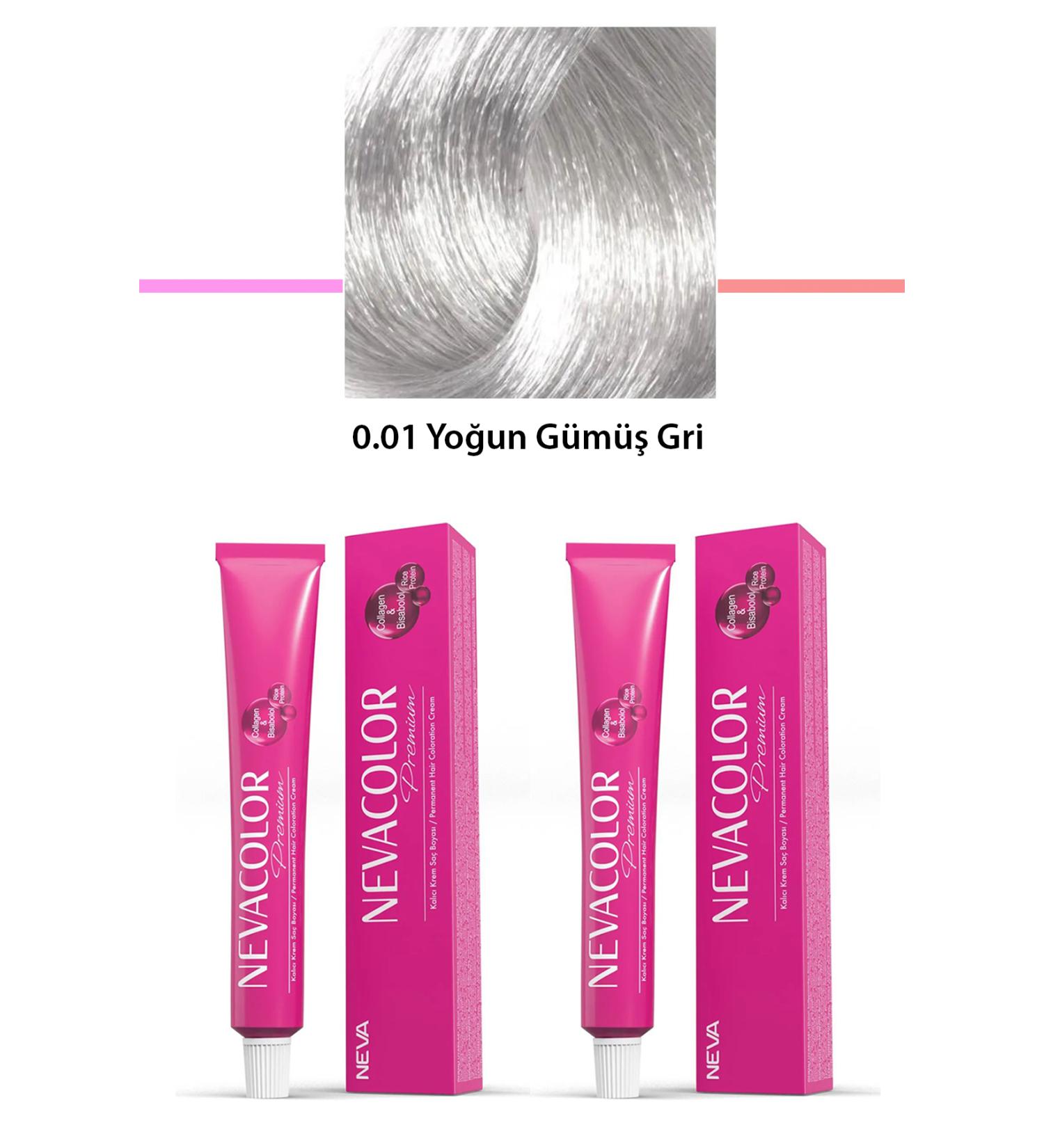 Skygo 2 Set Premium 0.01 Intense Silver Grey - Permanent Cream Hair Dye 2 X 50 g Tube
