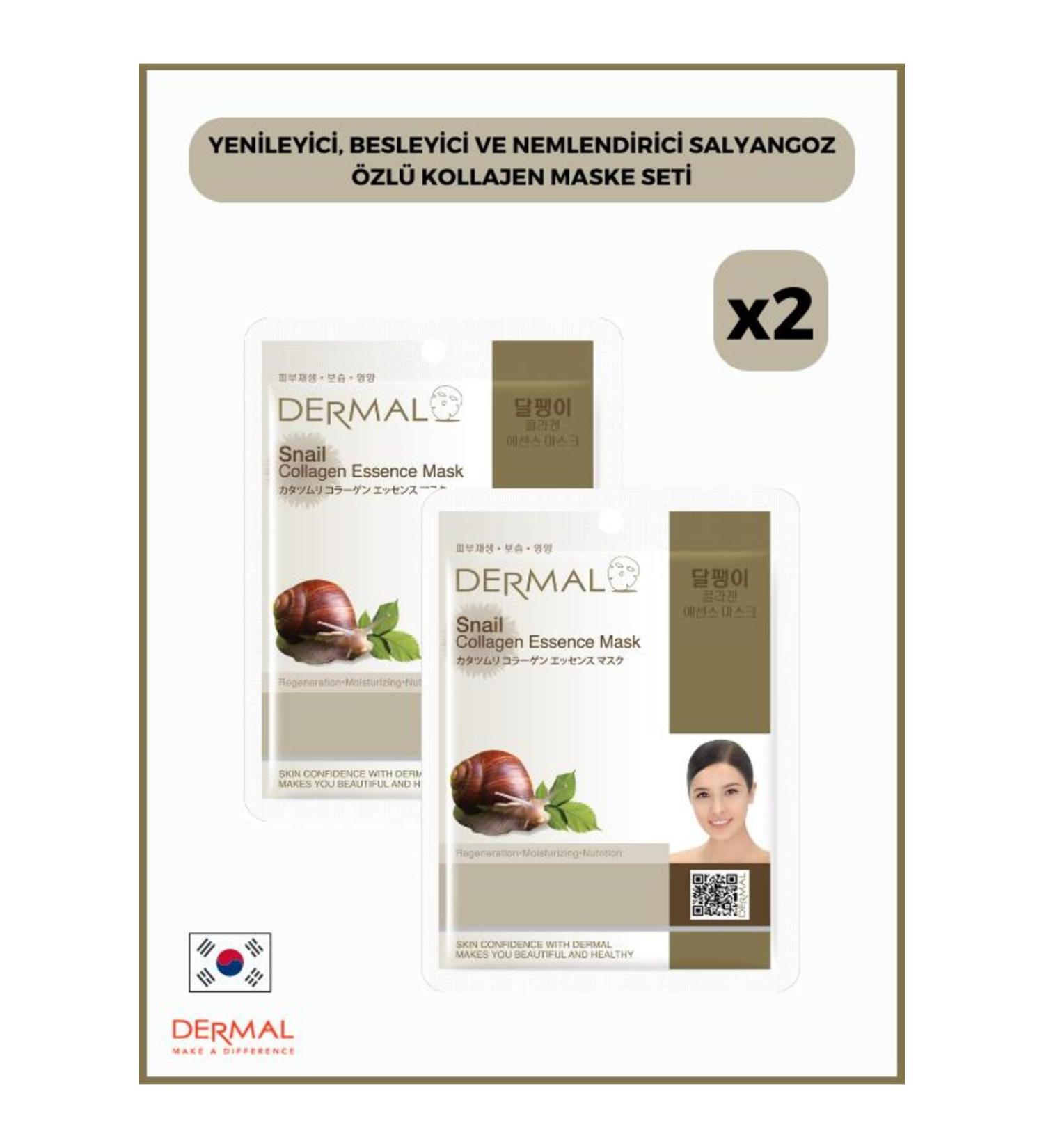 Dermal Rejuvenating Nourishing and Moisturizing Snail Extract Collagen Mask Set of 2 Pieces