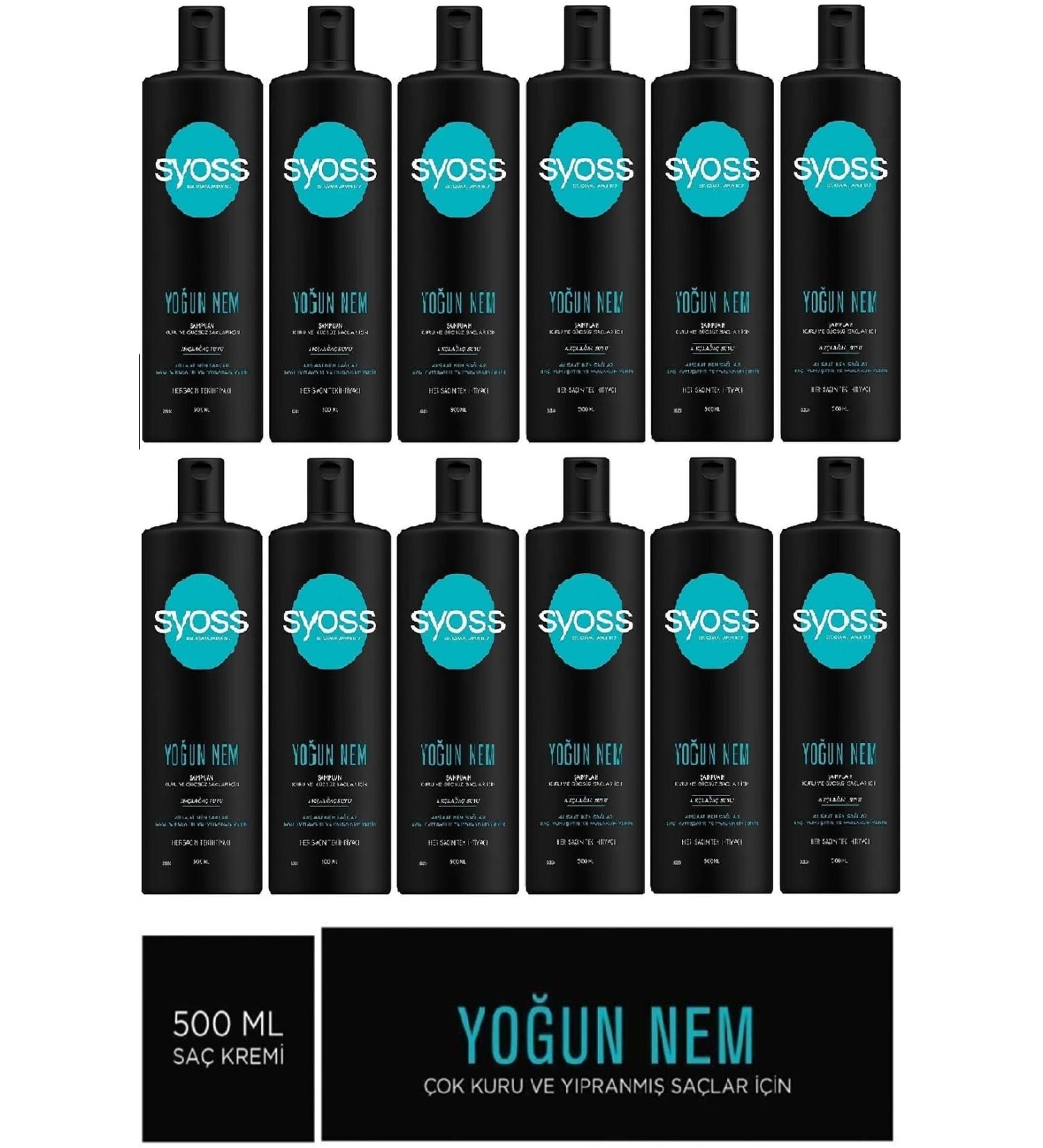 Syoss Intensive Moisture Shampoo for Dry and Weak Hair 500 Ml X 12 Pieces (Box)