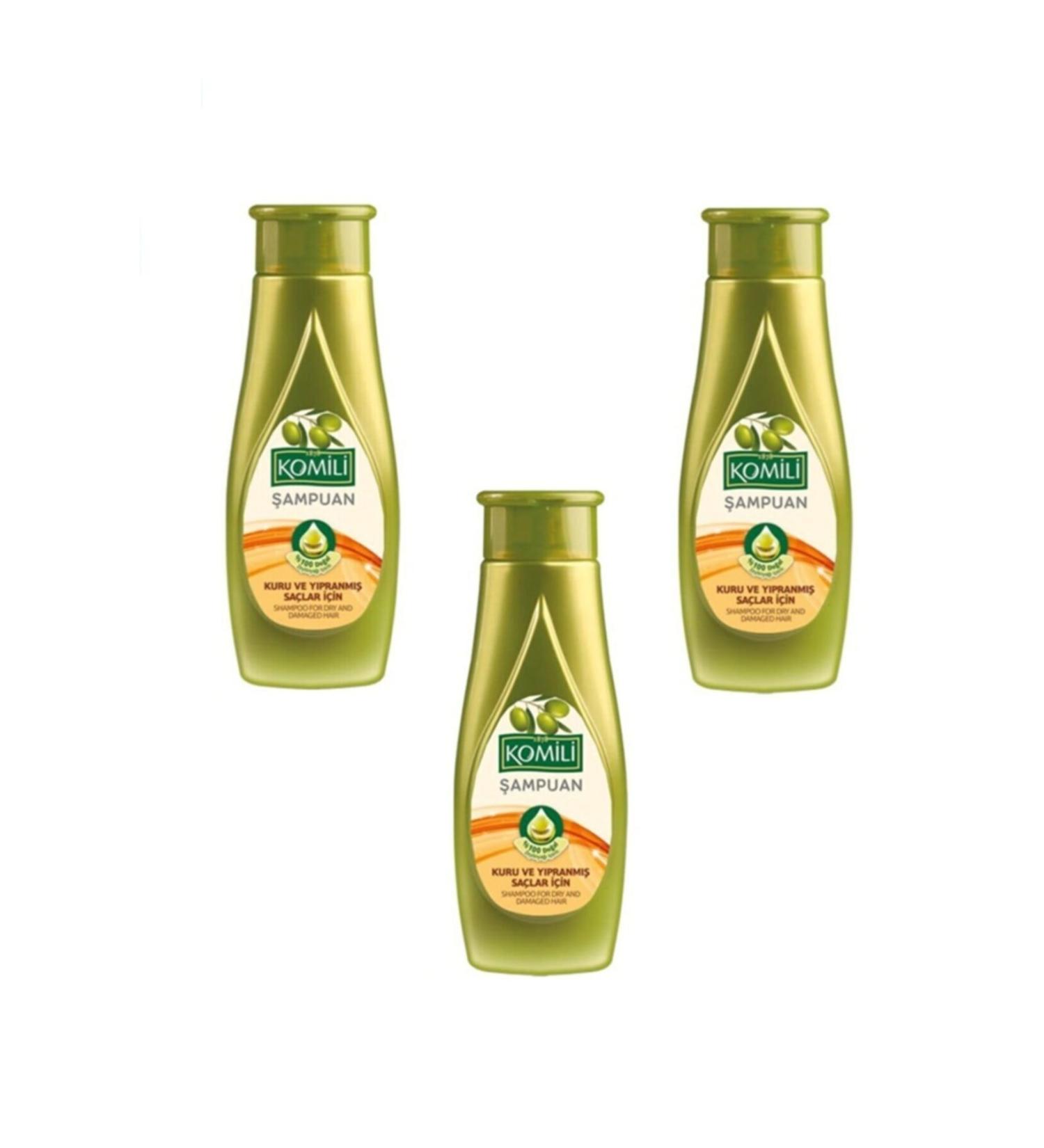 Komili 3 Pieces Repairing Care Shampoo for Dry and Damaged Hair with Olive Oil 500 ml
