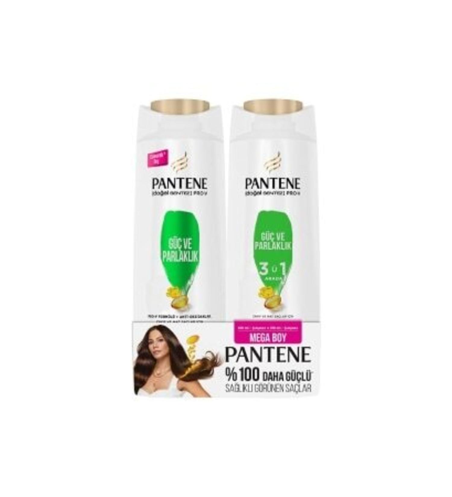 Pantene Natural Synthesis Power and Shine Shampoo 600 Ml + 3 in 1 Shampoo 350 Ml