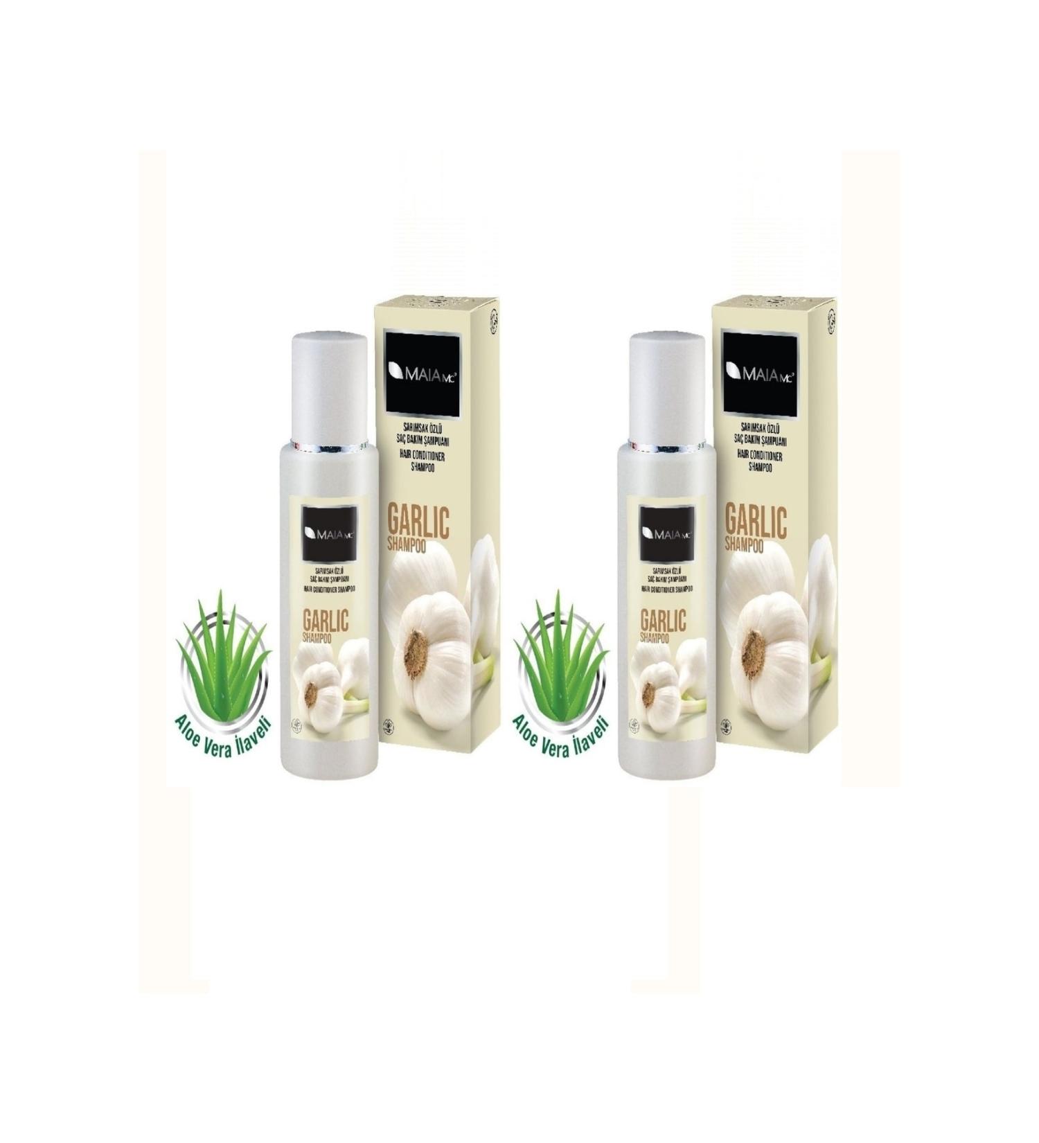 Maia mc Garlic Essence Hair Care Shampoo Strengthening Hair Roots 400ml X 2 Pieces