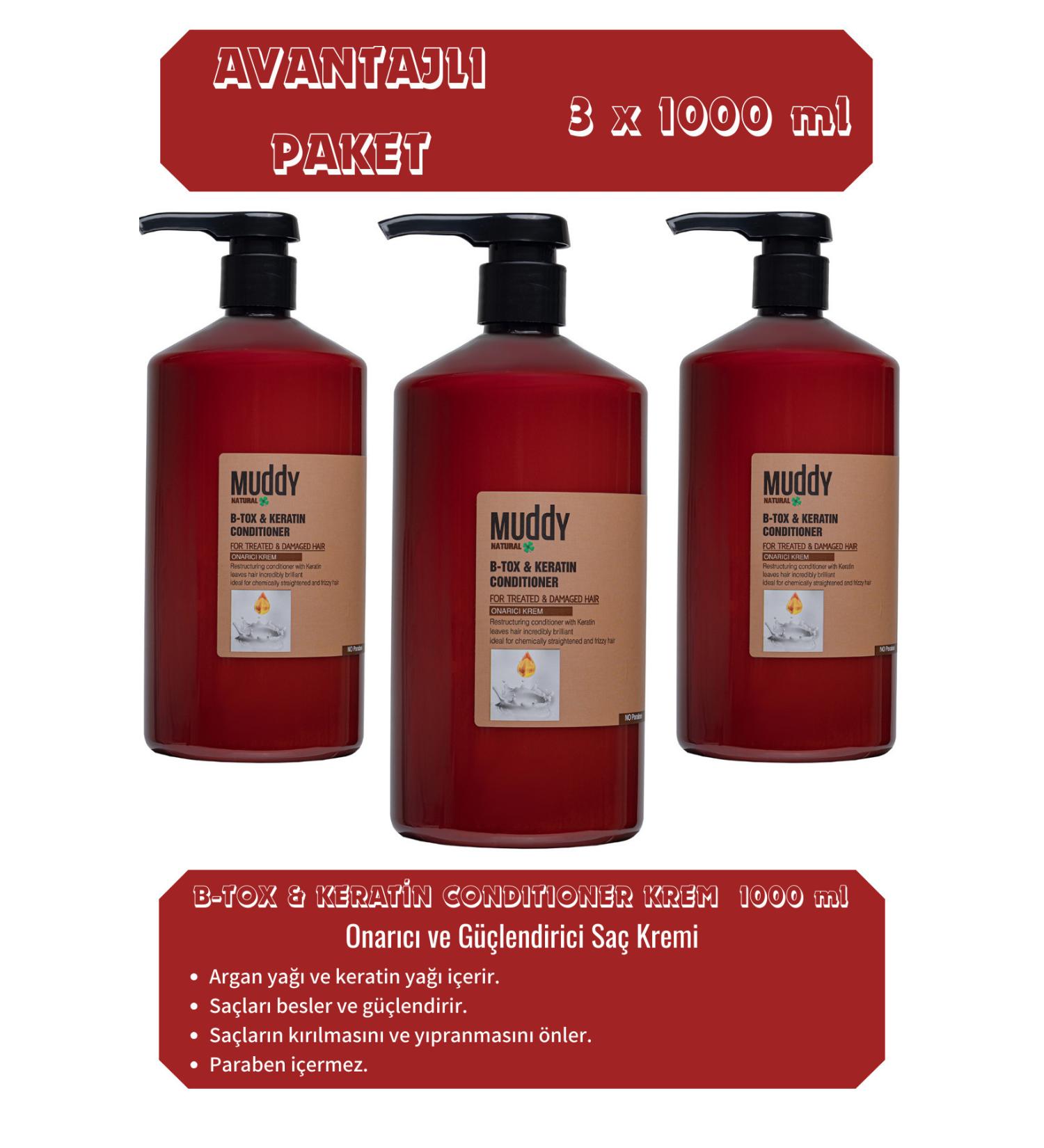 Muddy Repair B-tox&keratin Repair Conditioner 1000 ml x 3 - Buy Online on GoSupps.com