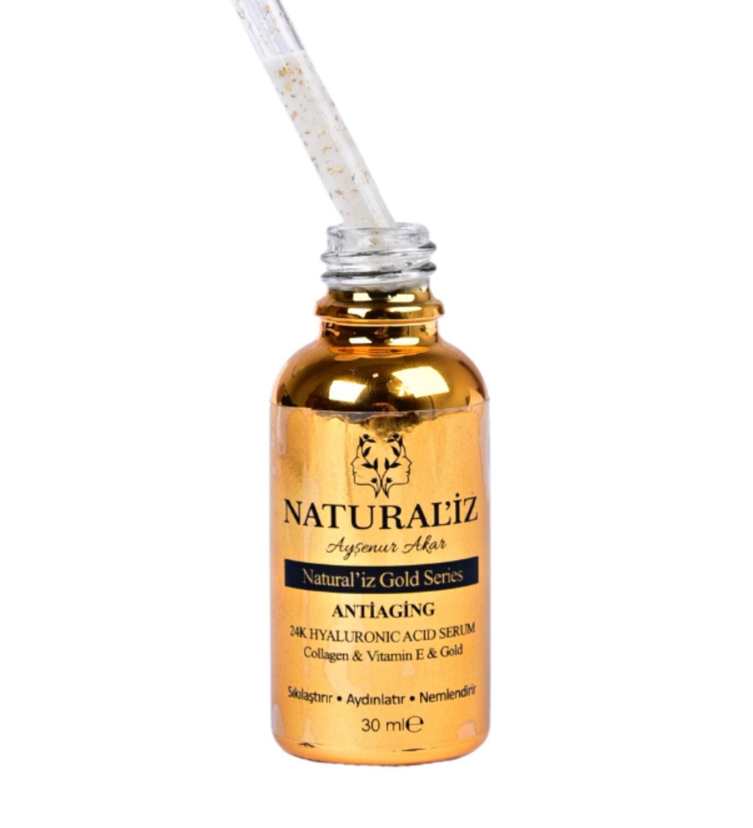Naturaliz Beauty Hyaluronic Acid Antiaging 24k Gold Serum Collagen+Vitamin E