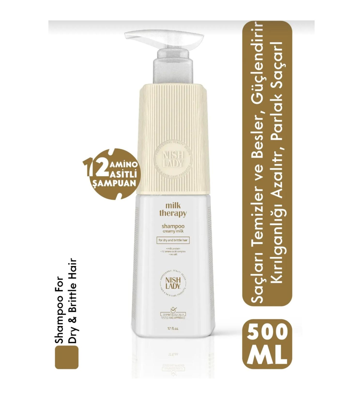 Nishlady Milk Therapy Shampoo 947ml - Repairing Shampoo for Dry and Damaged Hair