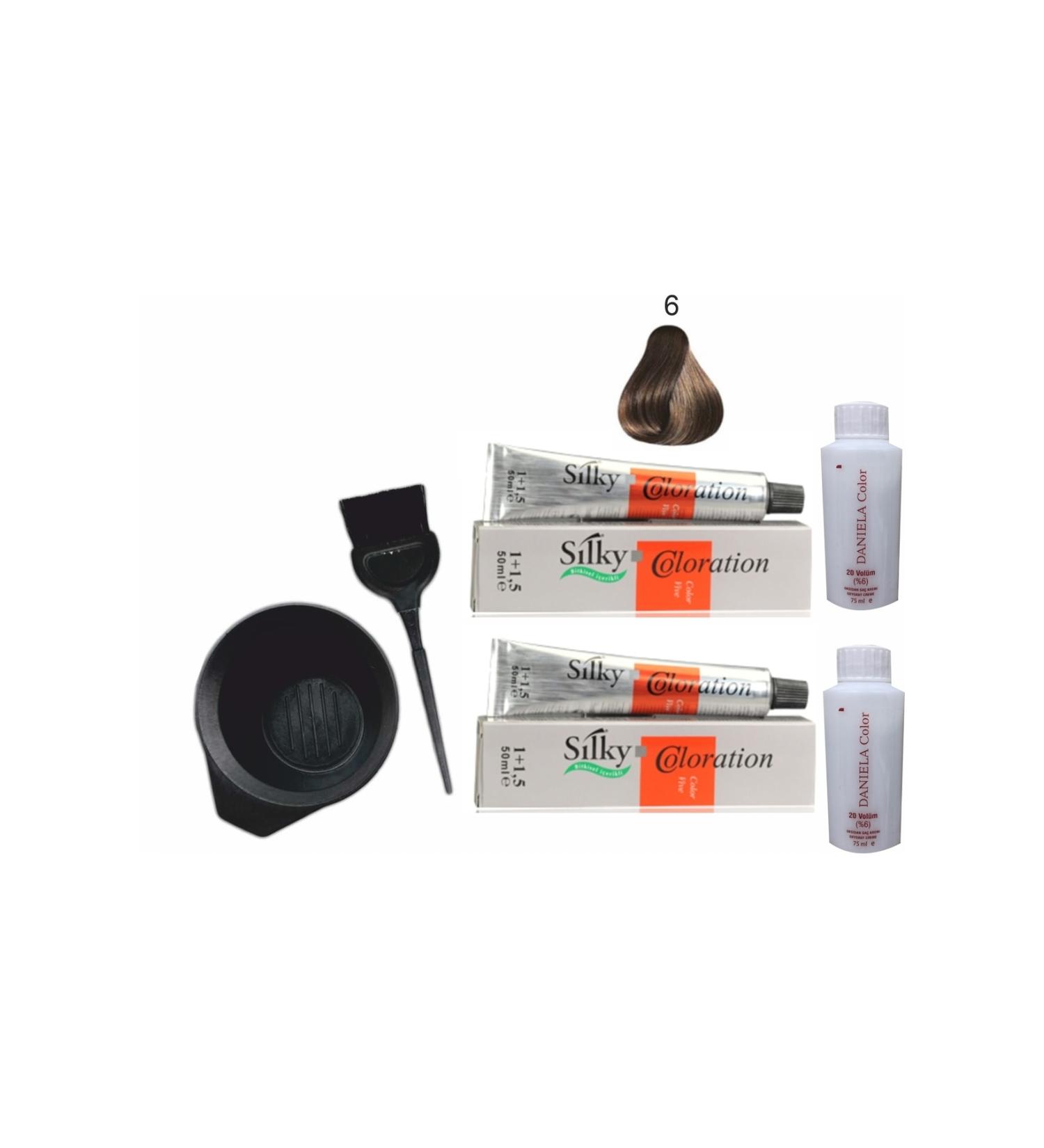 Silky Herbal Hair Dye 6 Dark Blonde 1+1.5 50ml X2pcs - Buy Online on GoSupps.com