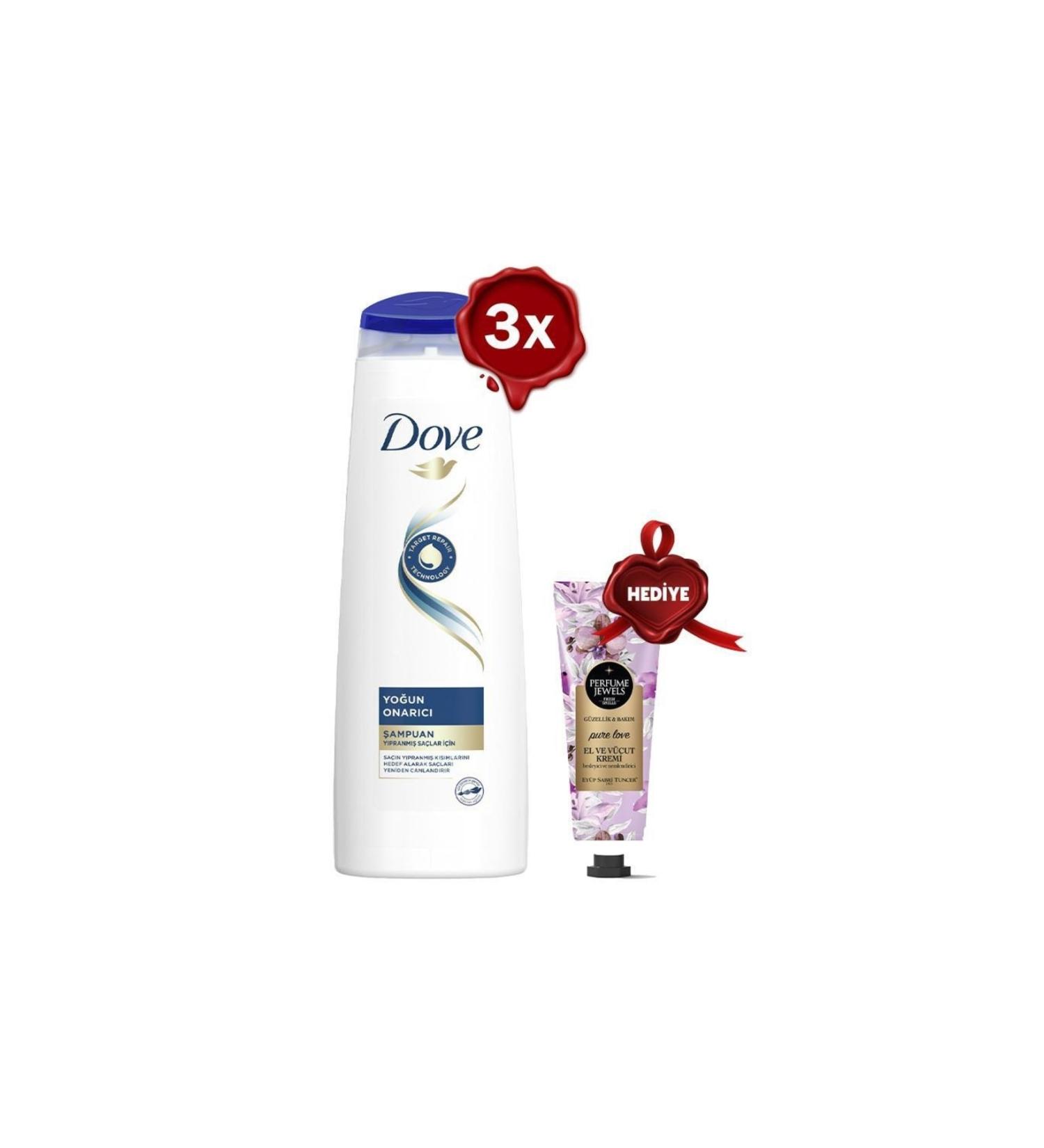 Dove Shampoo Intensive Repair 350 Ml X 3 Hand Cream Pure Love Gift