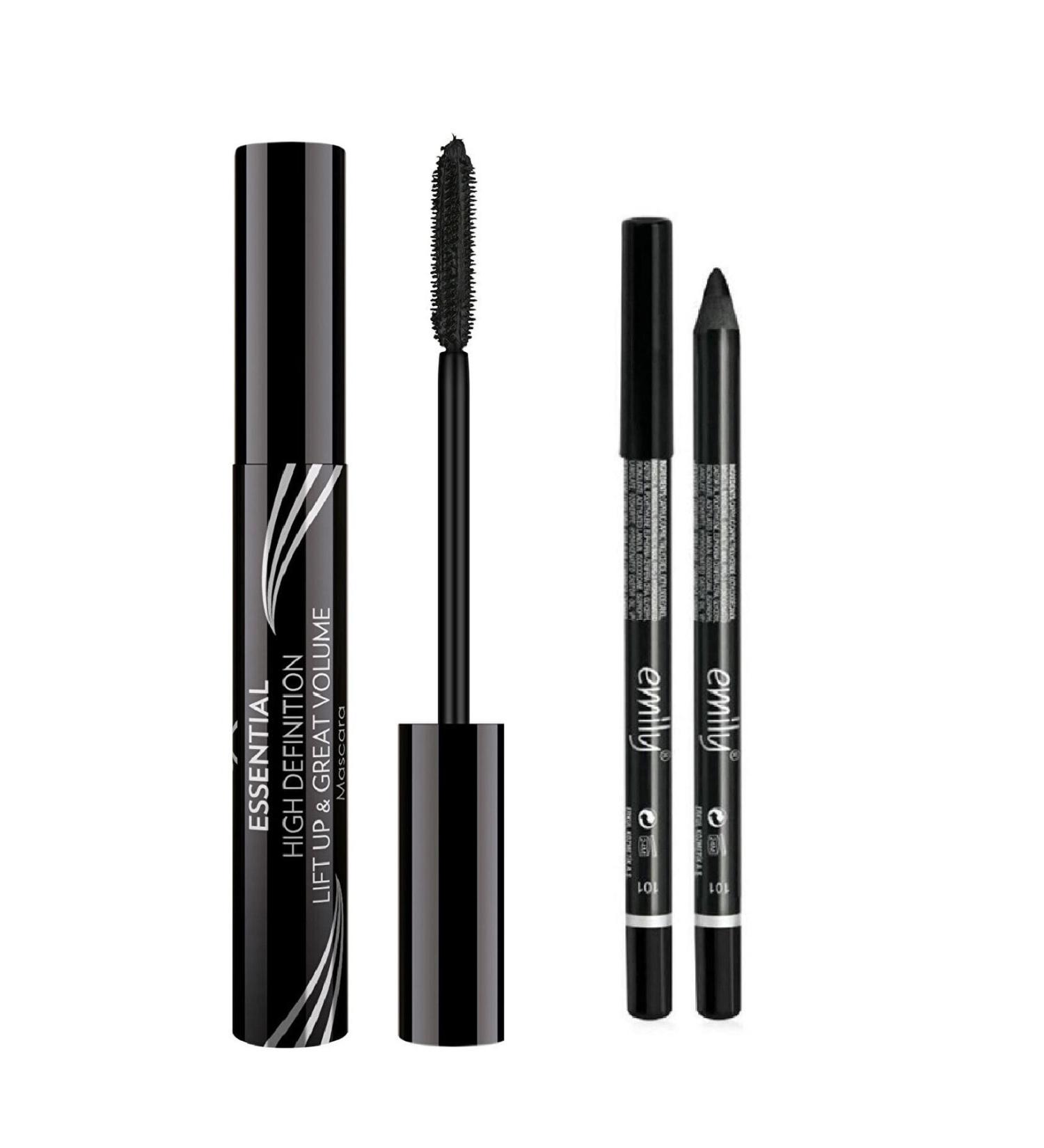 Golden Rose Essential High Definition&liftup&great Volume Mascara & Emily Black Eyeliner Set