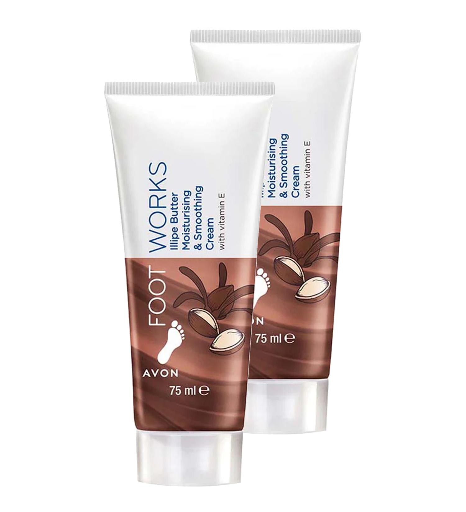 Avon Foot Works Illipe Butter Moisturizing and Smoothing Foot Cream 75 Ml. Set of Two - Buy Online on GoSupps.com